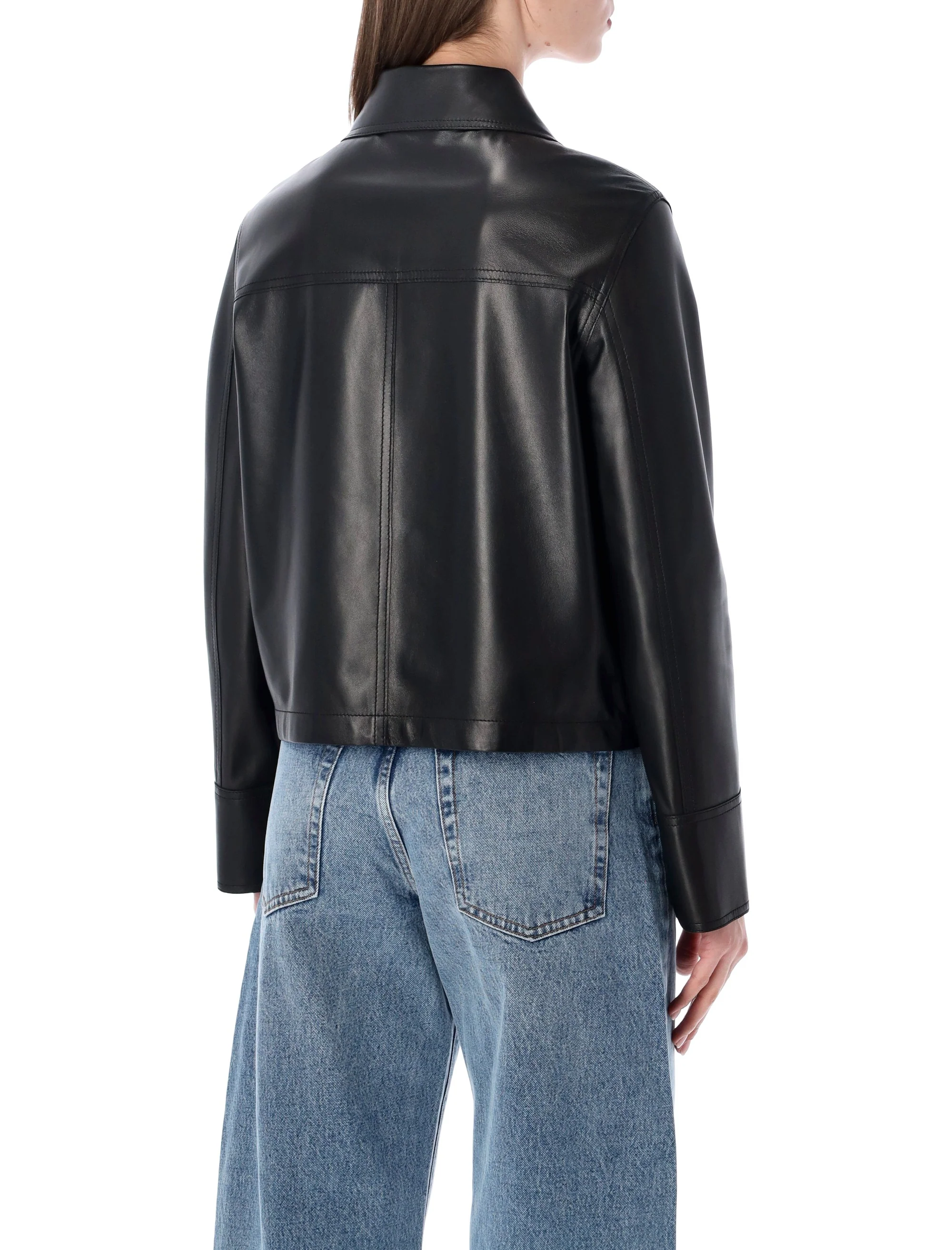 Sword Cropped Zip-front Leather Jacket - Image 2