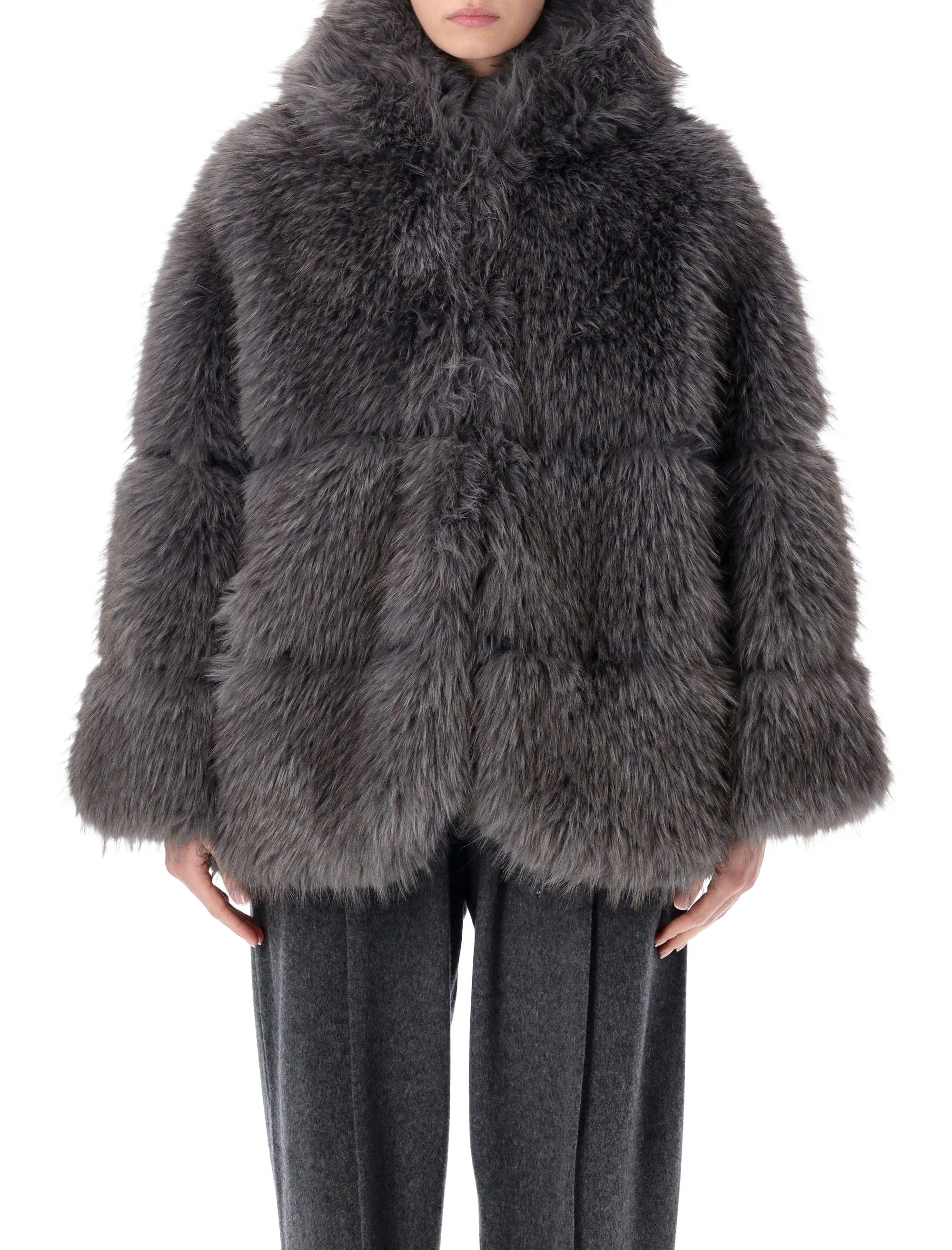 Sword Refined Faux Fur Jacket for Elevated Winter Style - Size 40