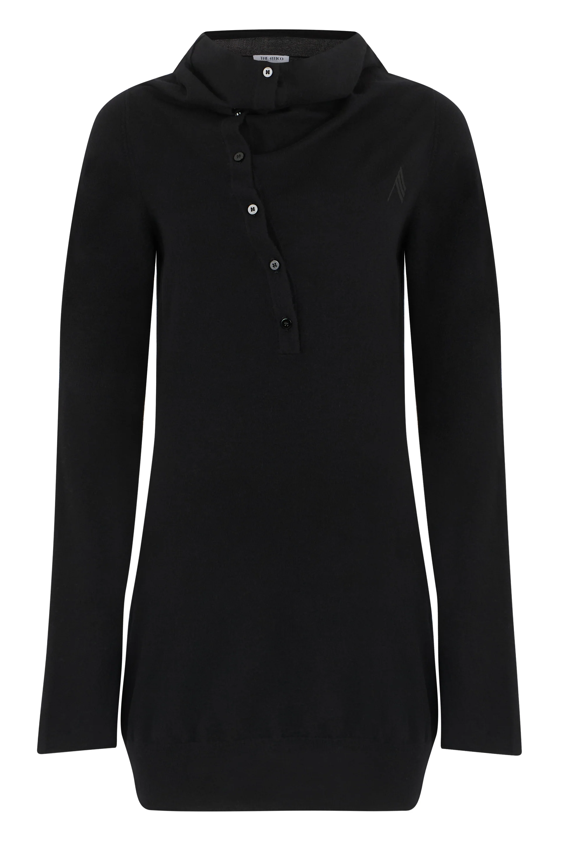 The Attico Asymmetrical Mini Dress with Collar and Long Sleeves