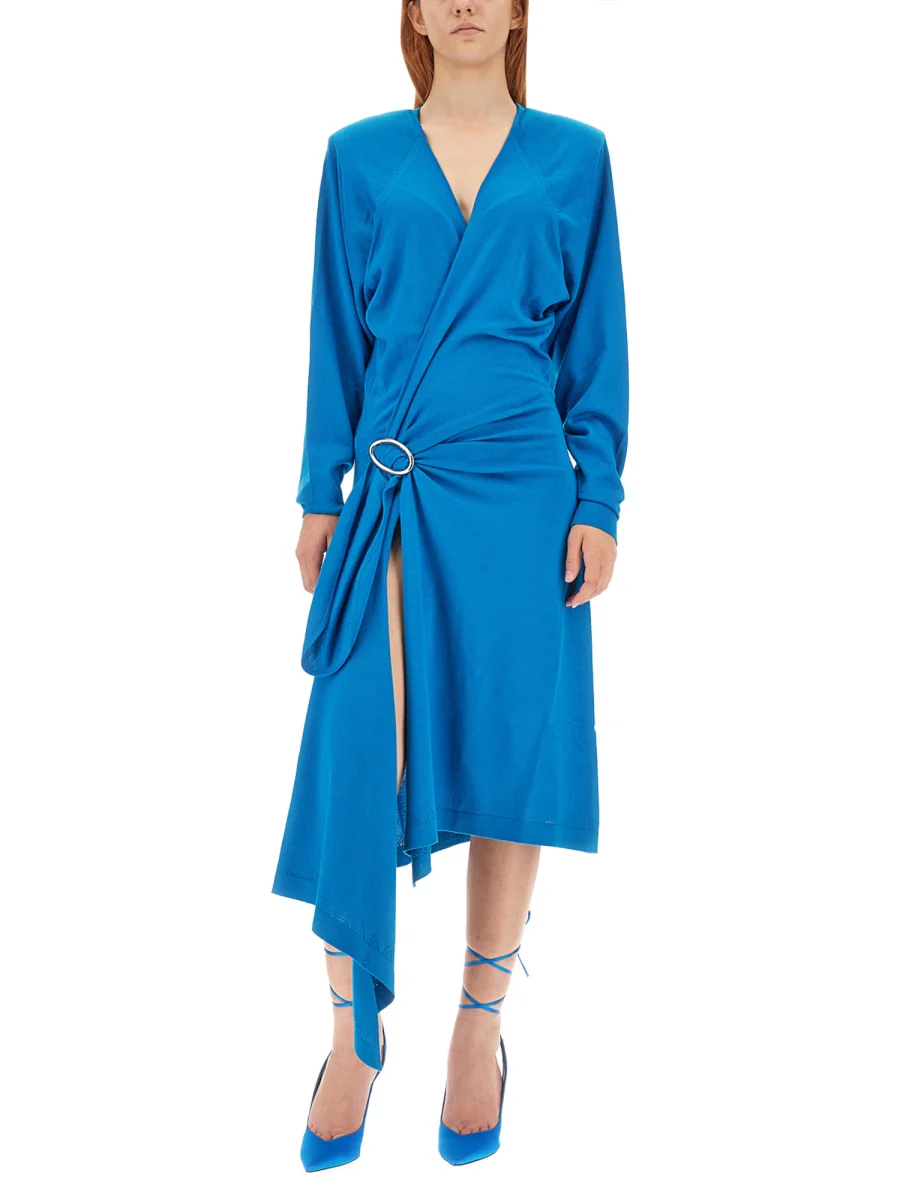 THE ATTICO Atwell Wool Midi Wrap Dress - Image 4