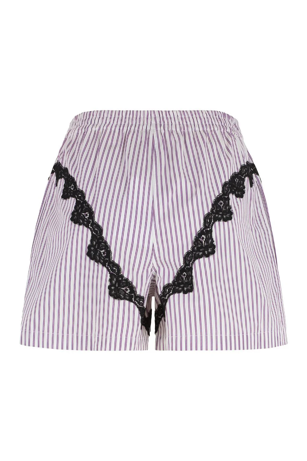 THE ATTICO Cotton Mini Shorts with Contrast Lace Inserts - Image 2