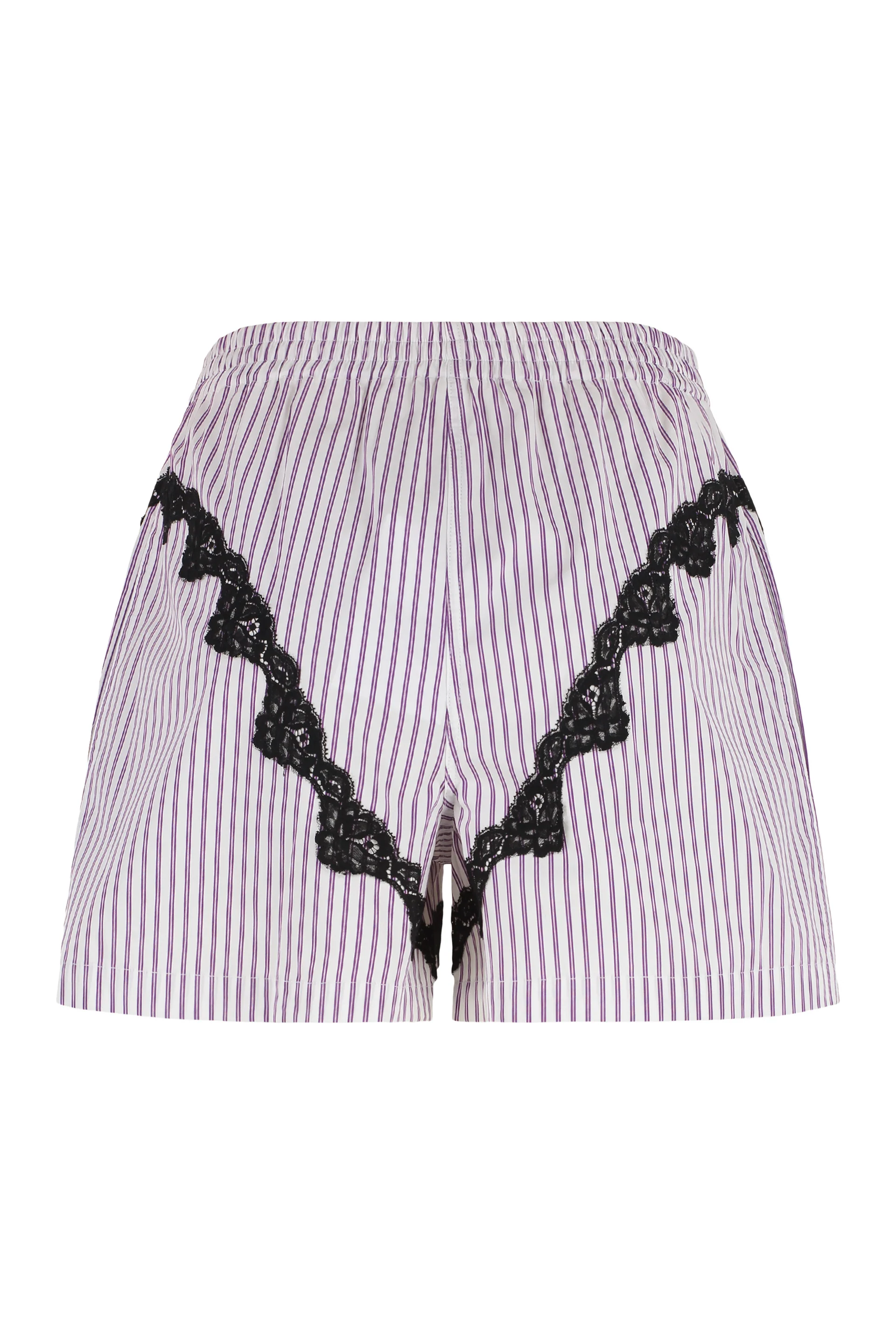 THE ATTICO Cotton Mini Shorts with Contrast Lace Inserts - Image 4