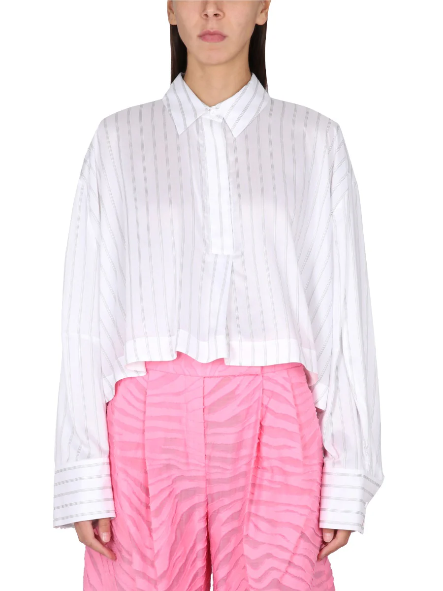THE ATTICO Cropped Pinstripe Shirt