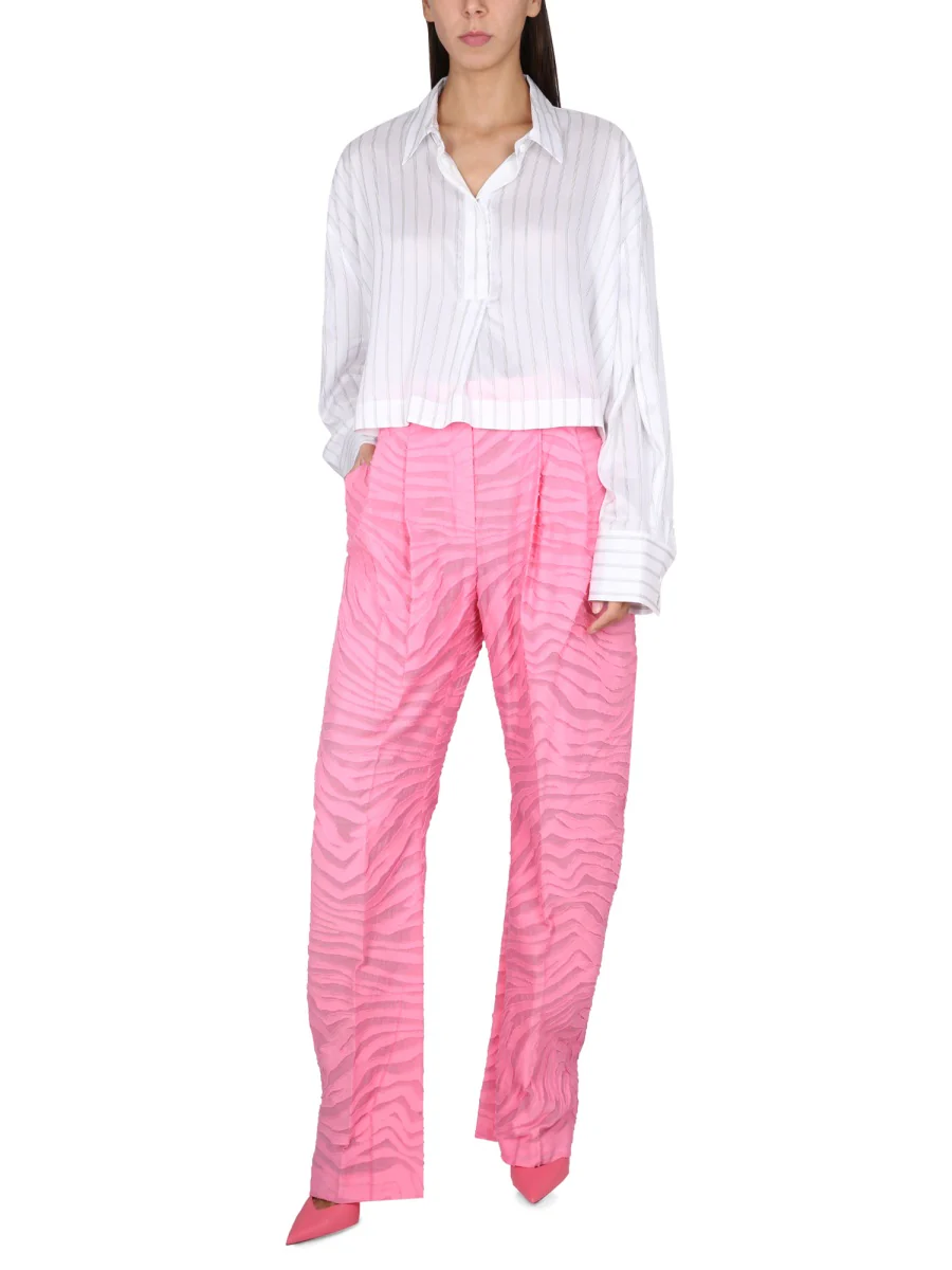 THE ATTICO Cropped Pinstripe Shirt - Image 2