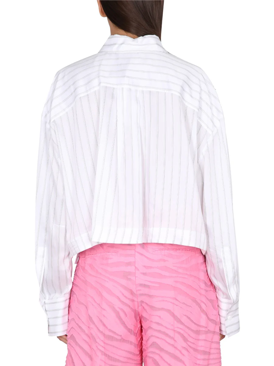 THE ATTICO Cropped Pinstripe Shirt - Image 3