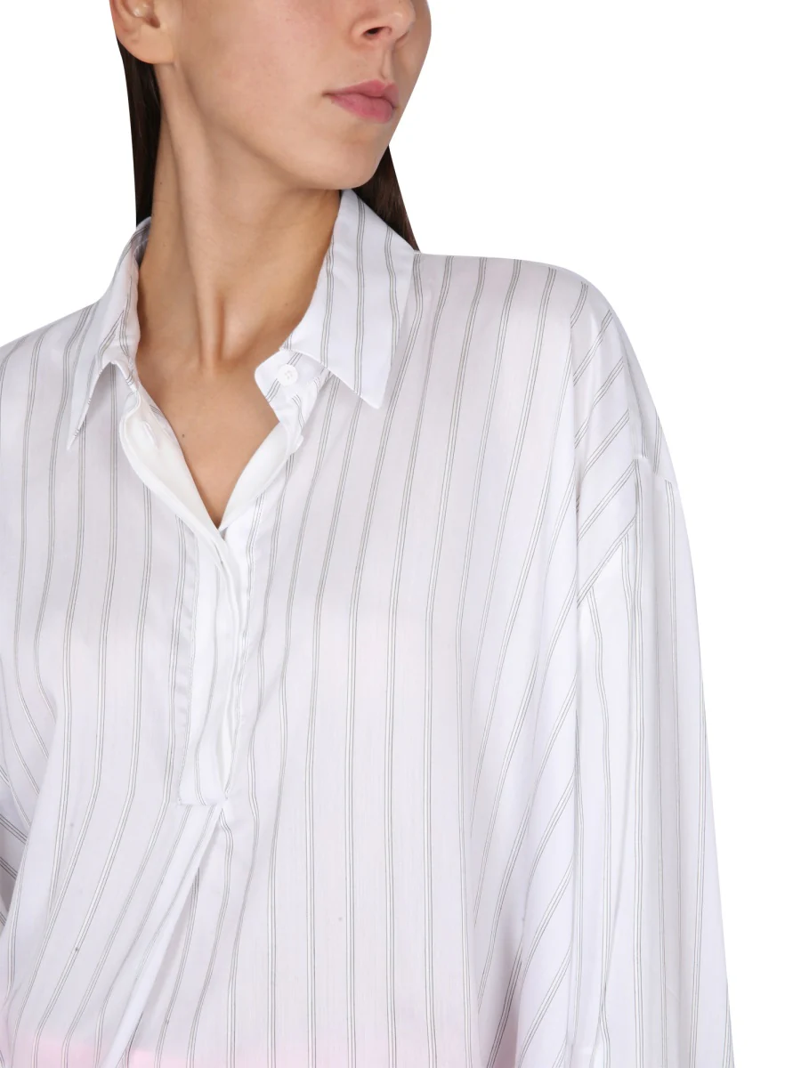 THE ATTICO Cropped Pinstripe Shirt - Image 4