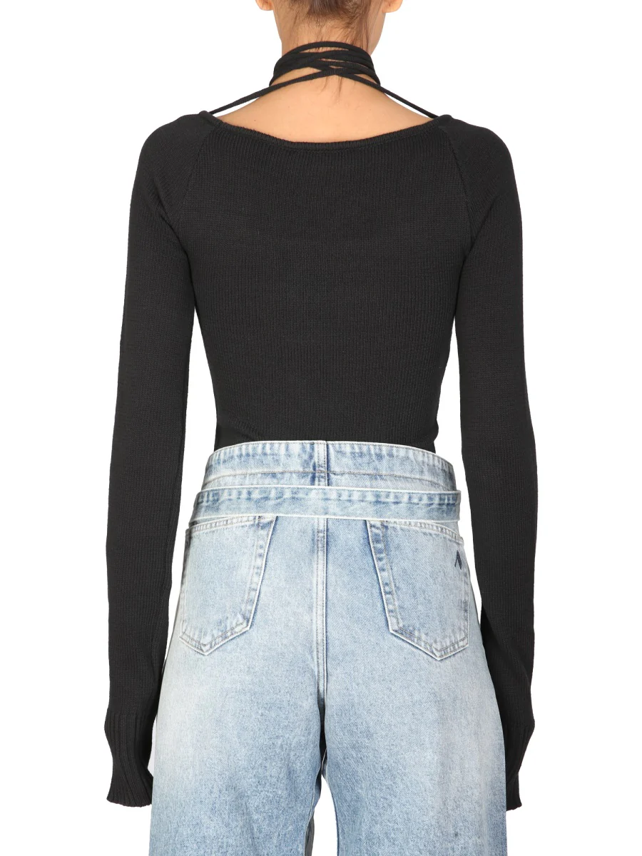 The Attico Heather Boat Neck Lace-Up Sweater - Image 3