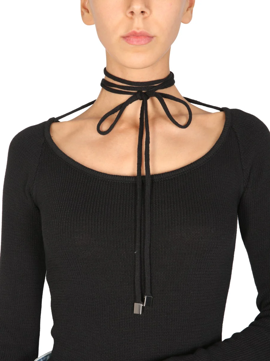 The Attico Heather Boat Neck Lace-Up Sweater - Image 4