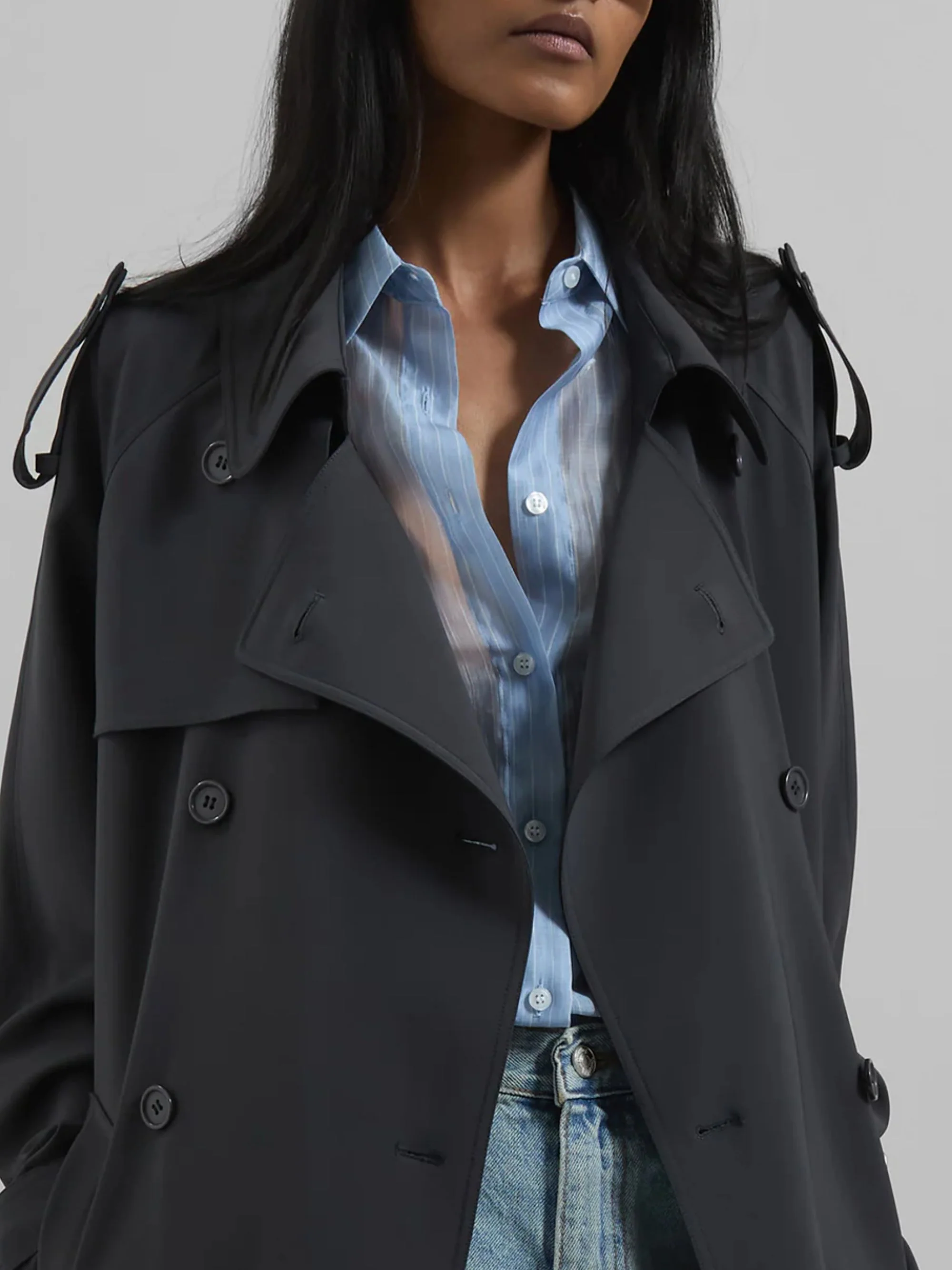 The Frankie Shop Flowing Trench Jacket with Removable Belt and Back Slit - Image 4