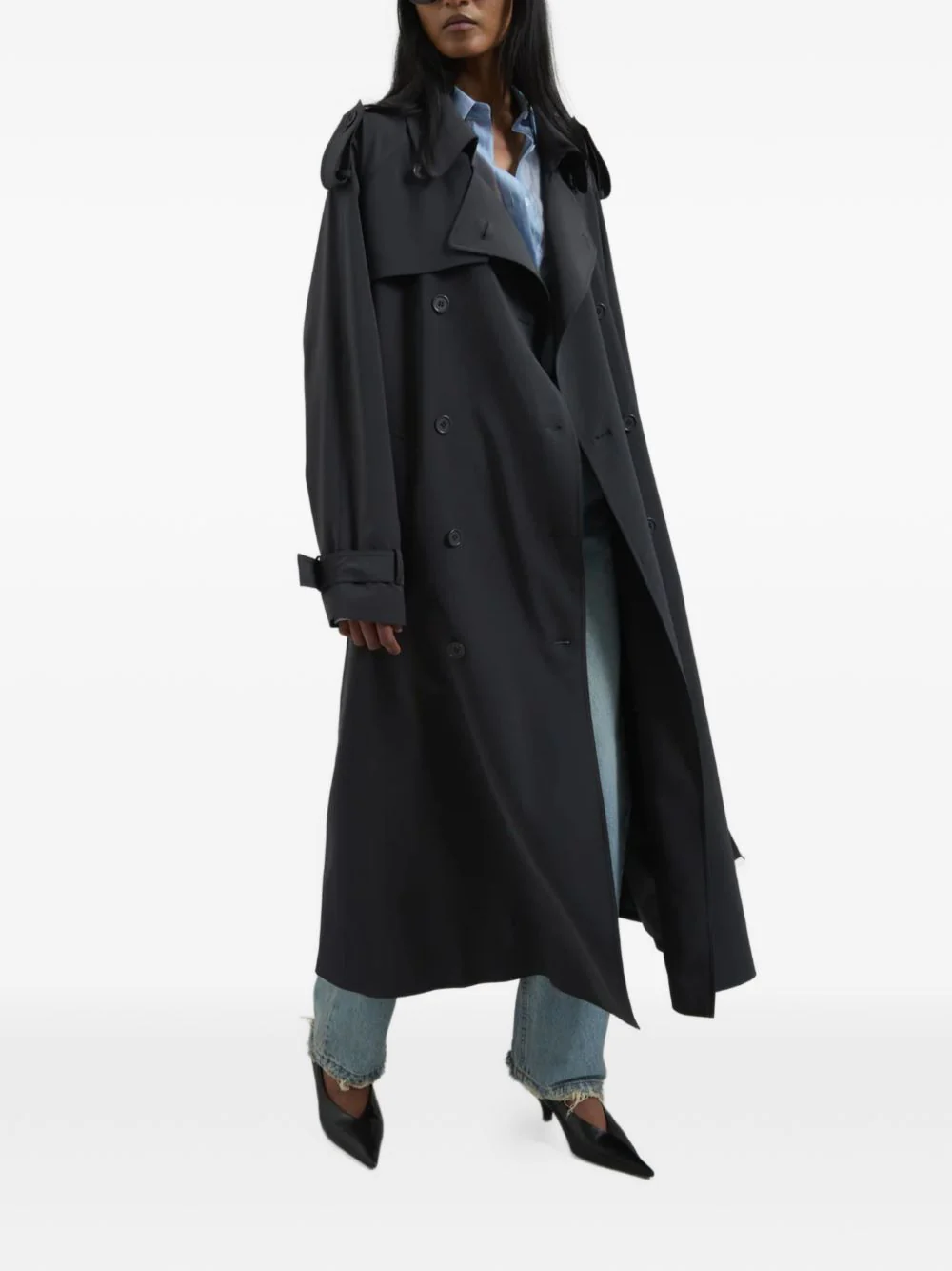 The Frankie Shop Flowing Trench Jacket with Removable Belt and Back Slit - Image 5