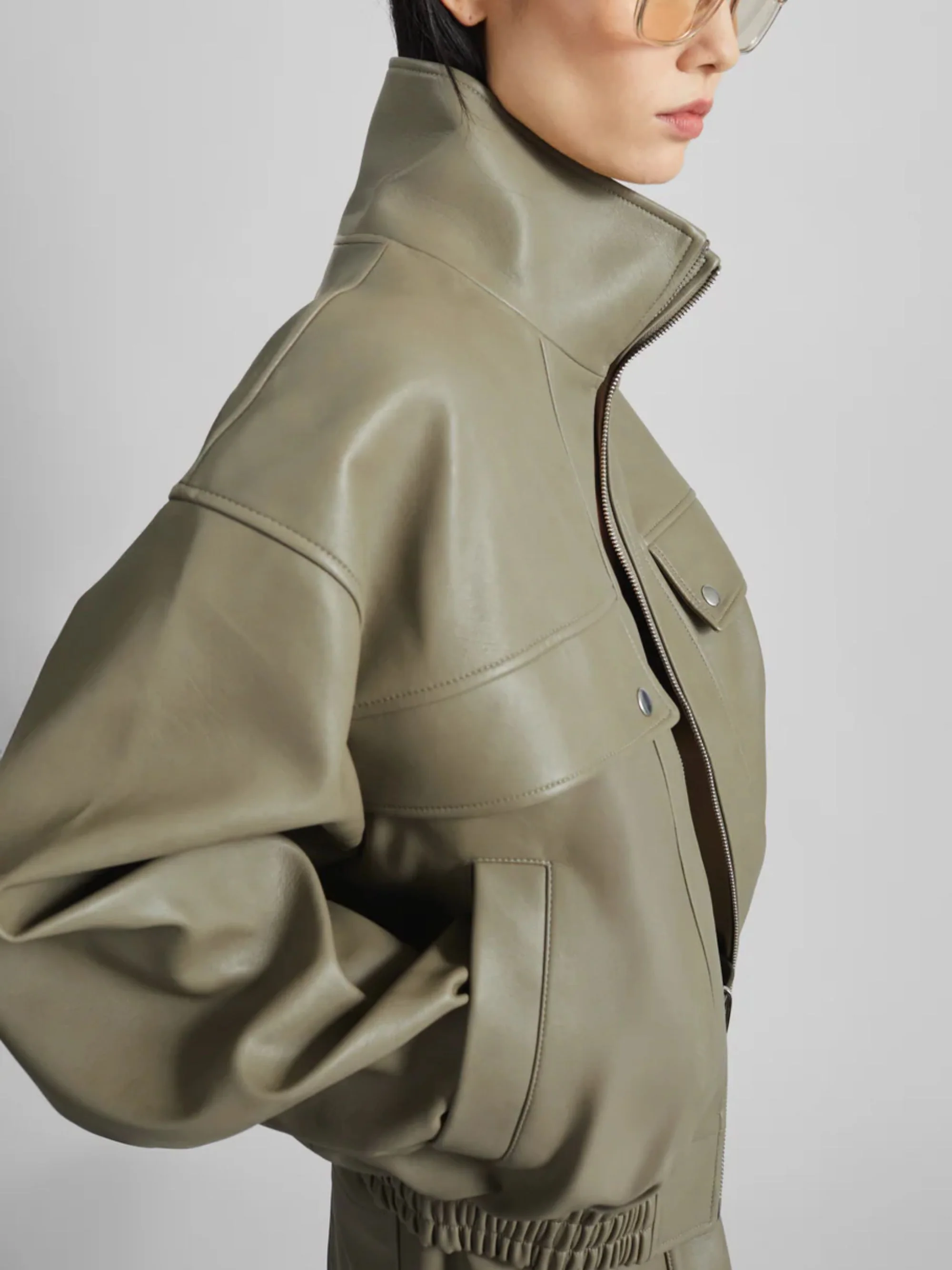 The Frankie Shop High Collar Mini Jacket with Drop Shoulders - Image 4