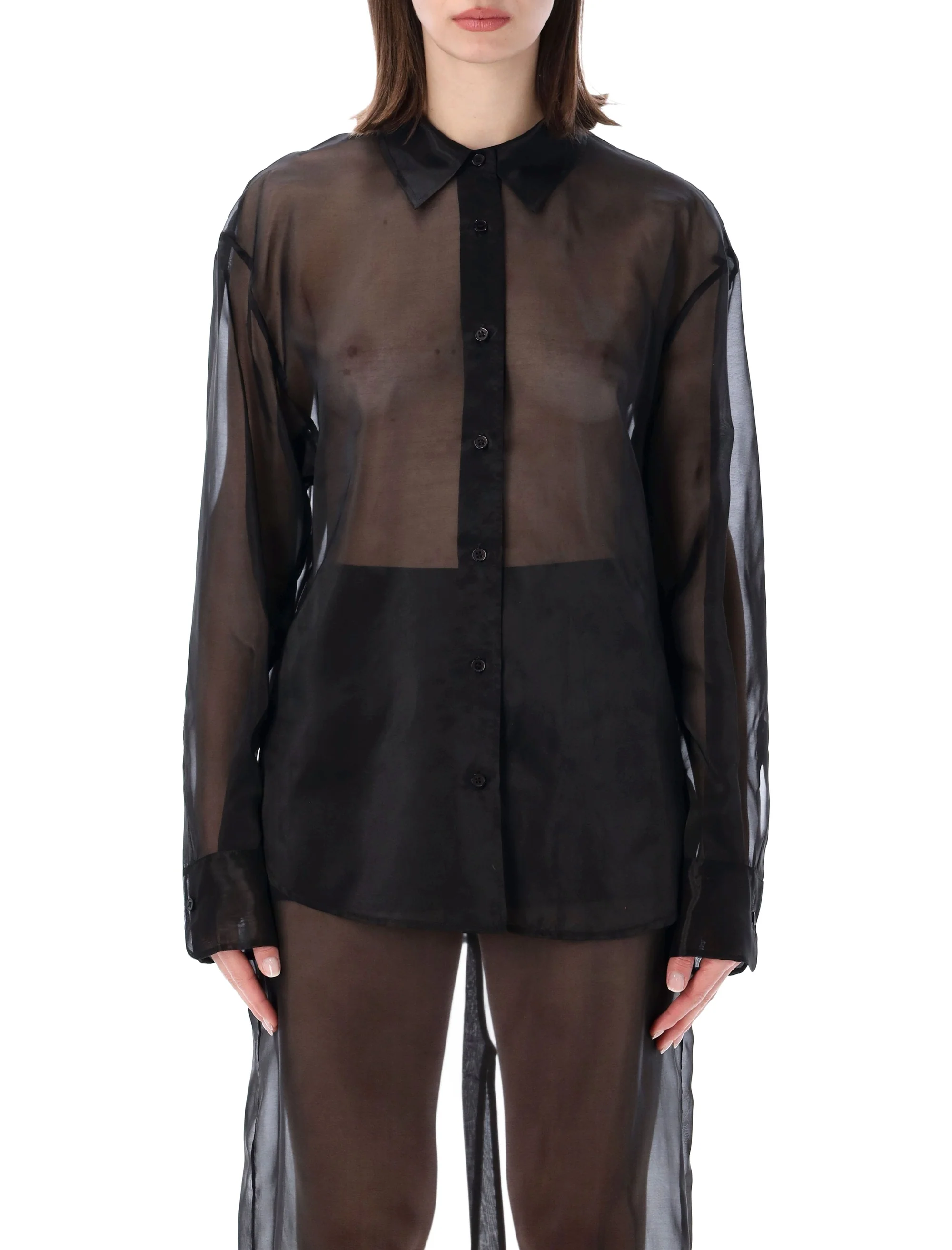 The Frankie Shop Sheer Silk Blend Shirt - Regular Fit
