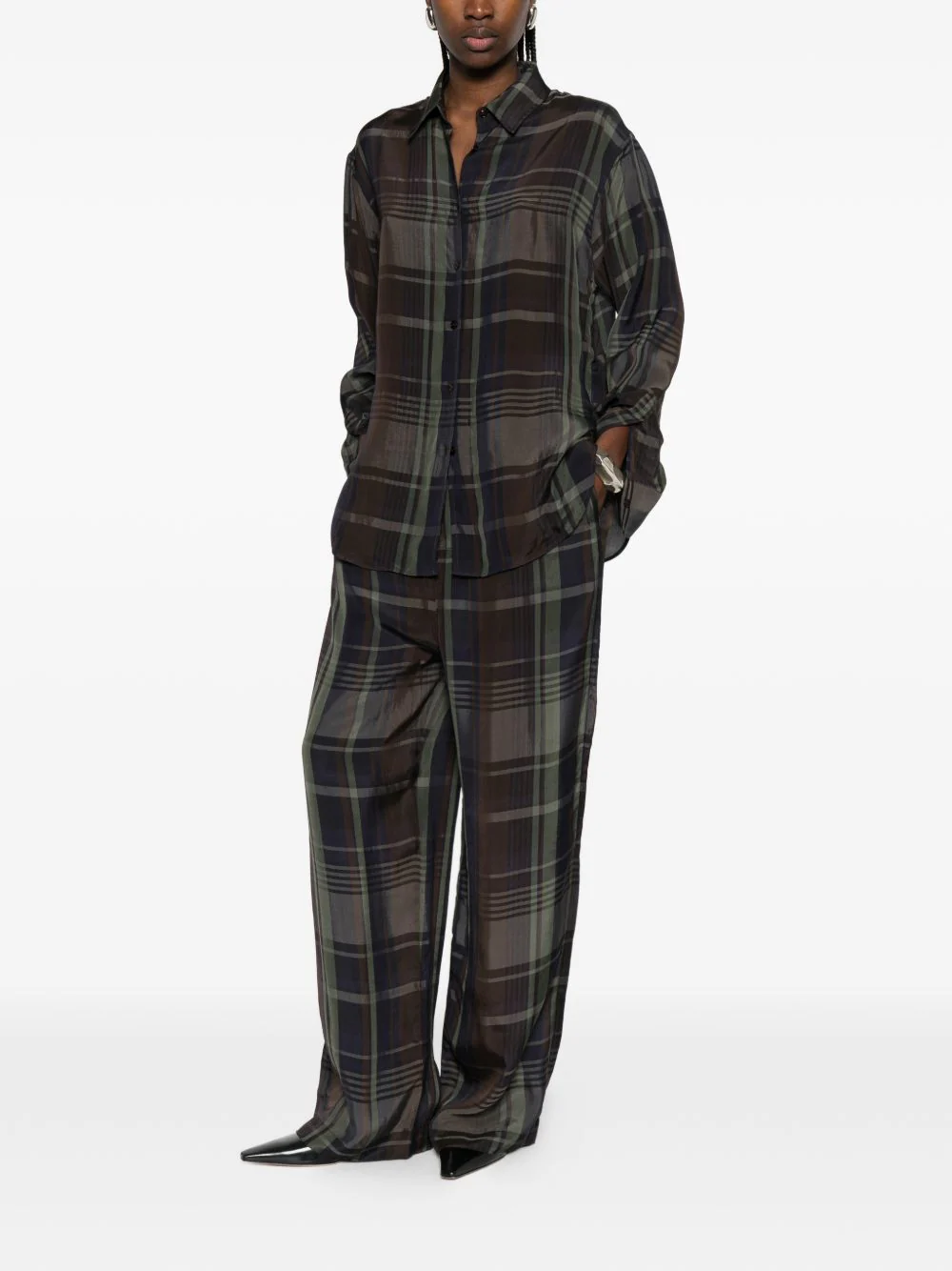The Frankie Shop Translucent Long Sleeve Button-Up Shirt for Women - Image 4