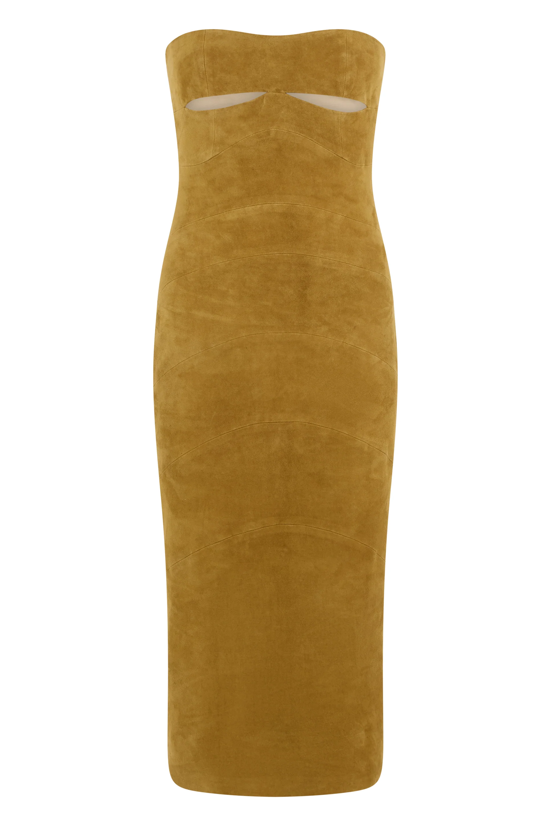The Mannei Fitted Midi Dress with Heart-Shaped Neckline