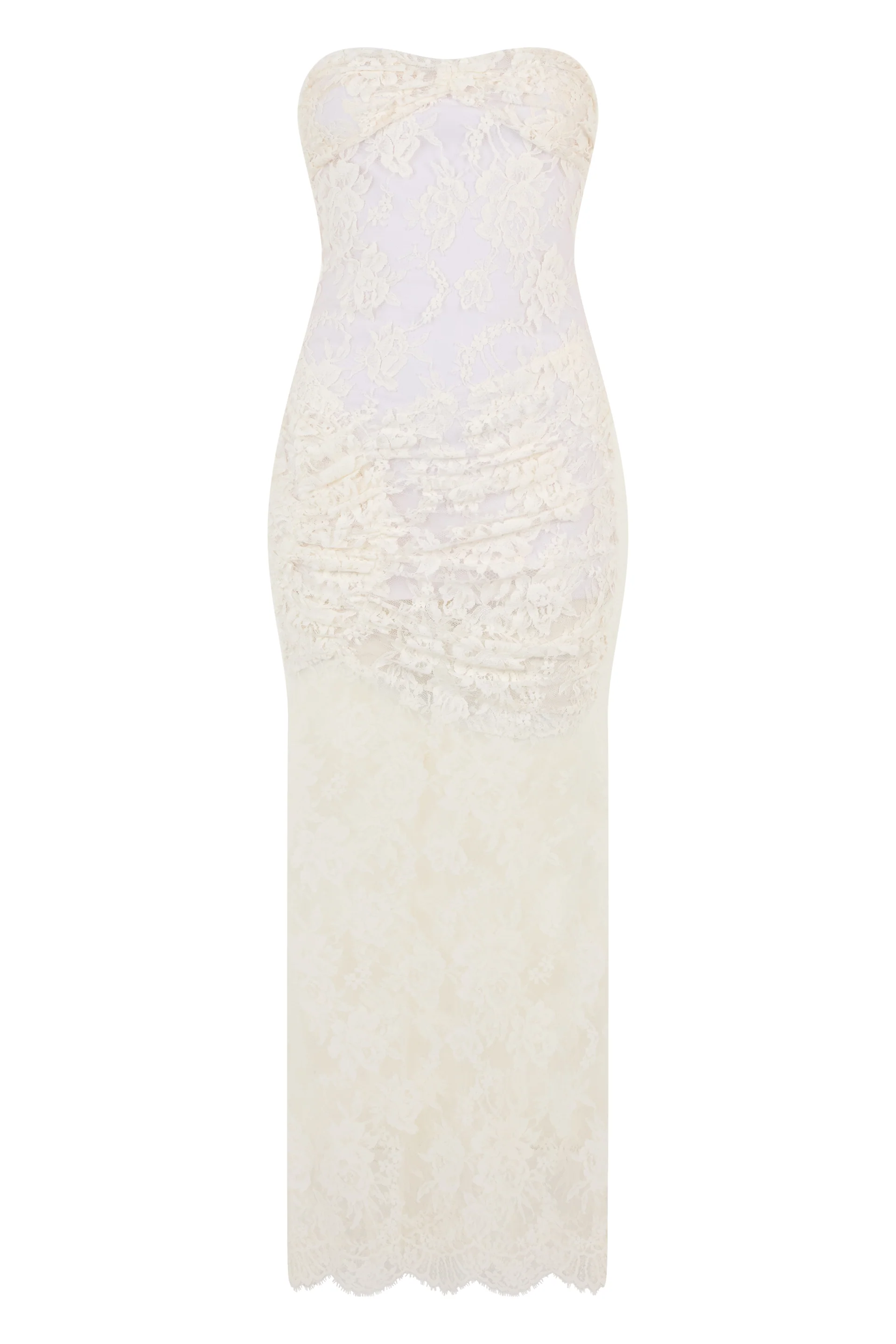 The Mannei Long Lace Dress with Heart Neckline