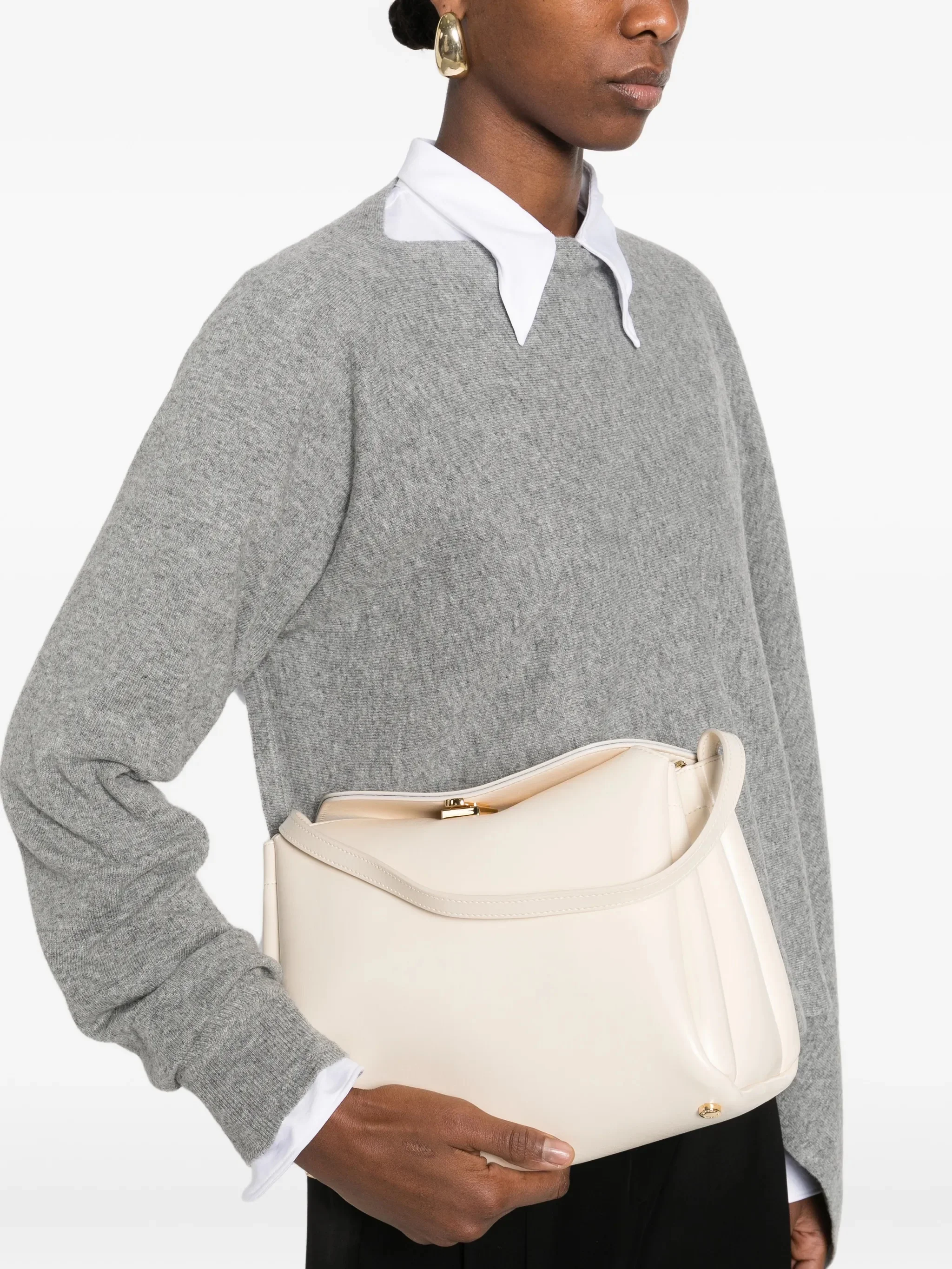 Themoire' Mini Double Handle Leather Bag - 19 cm x 29 cm x 13 cm - Image 2