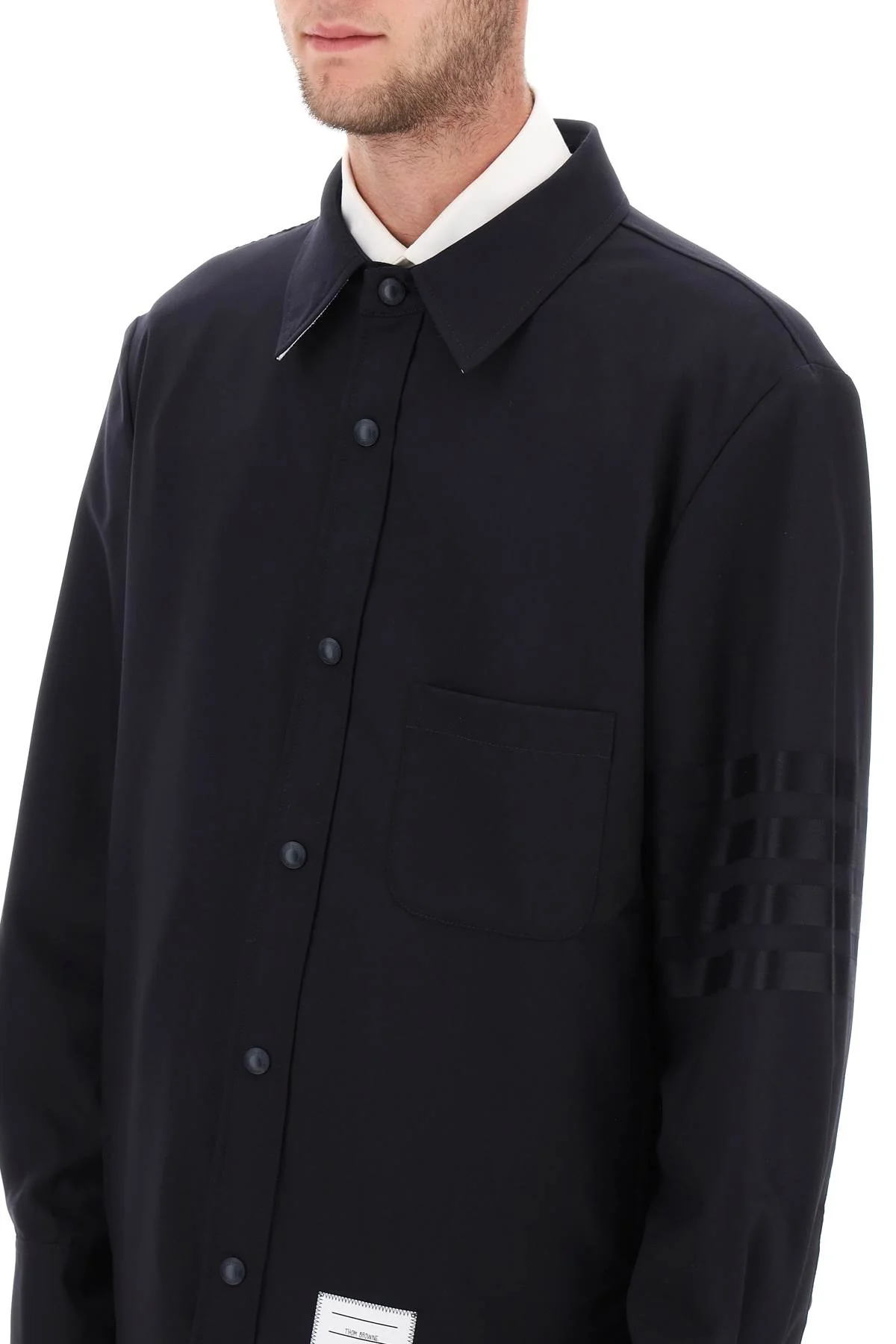 THOM BROWNE 4-bar Detailed Wool Overshirt - Image 4
