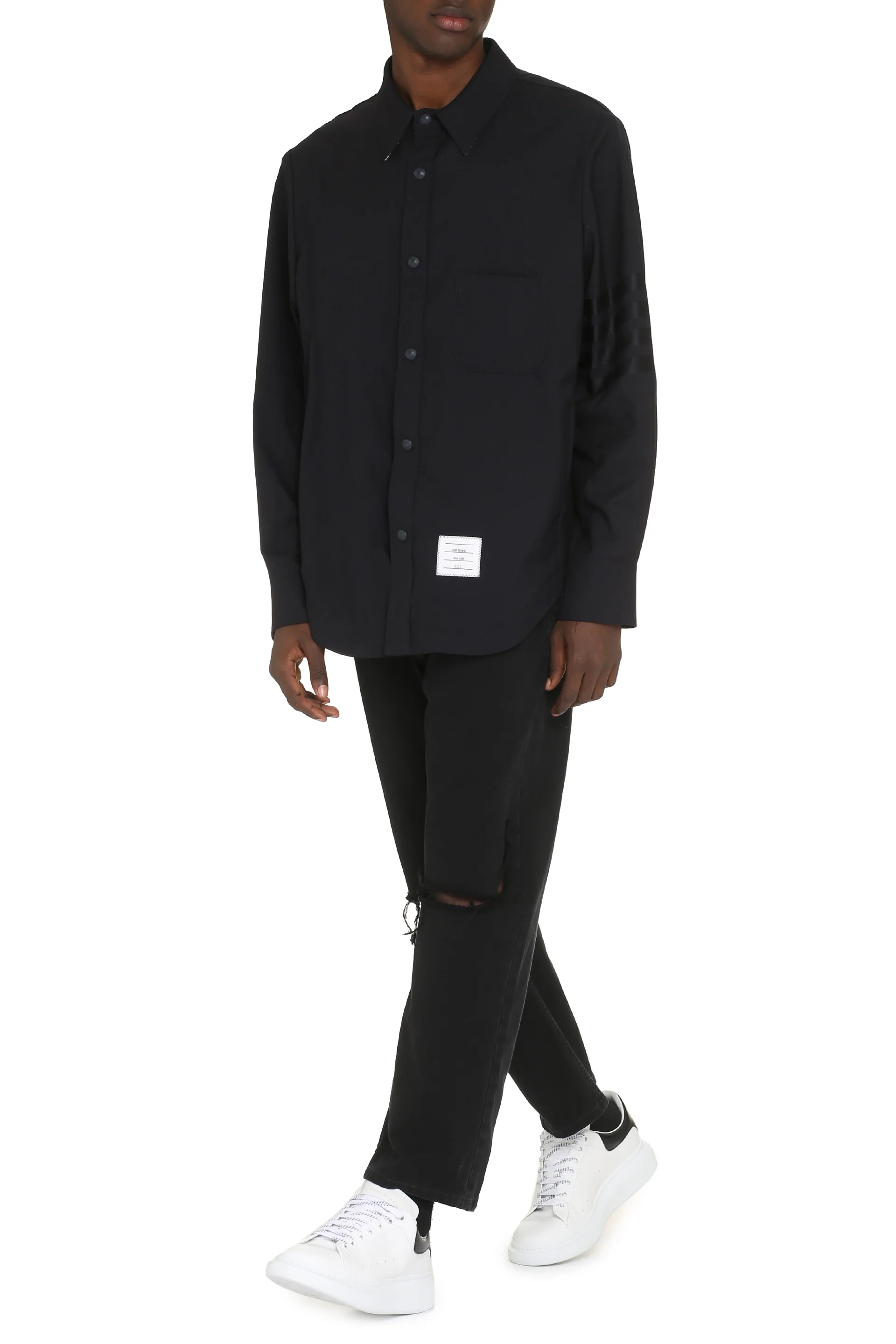 THOM BROWNE 4-bar Detailed Wool Overshirt - Image 7