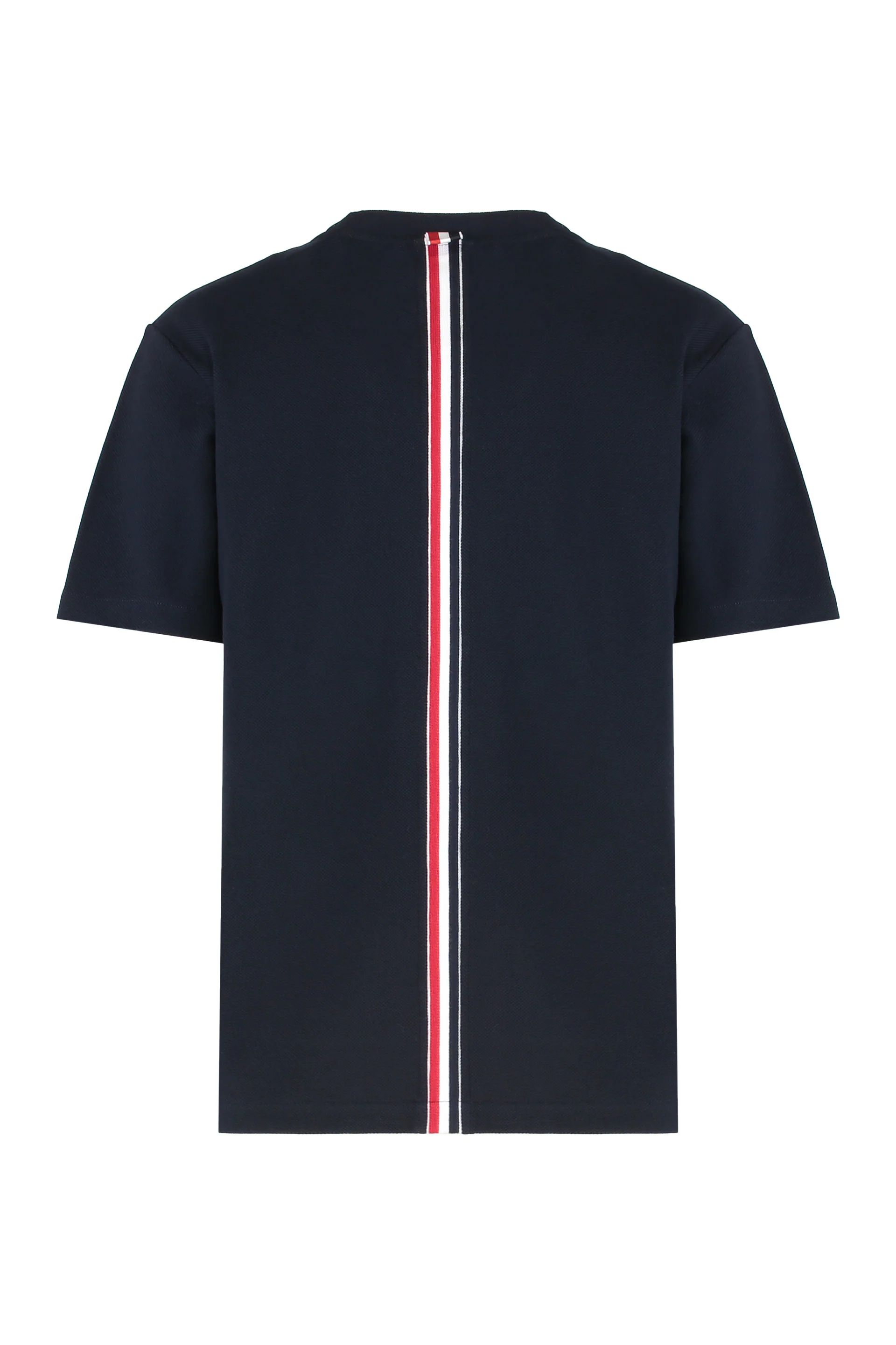THOM BROWNE Classic Cotton Pique Relaxed Fit Center Back Stripe Short Sleeve T-Shirt - Image 2