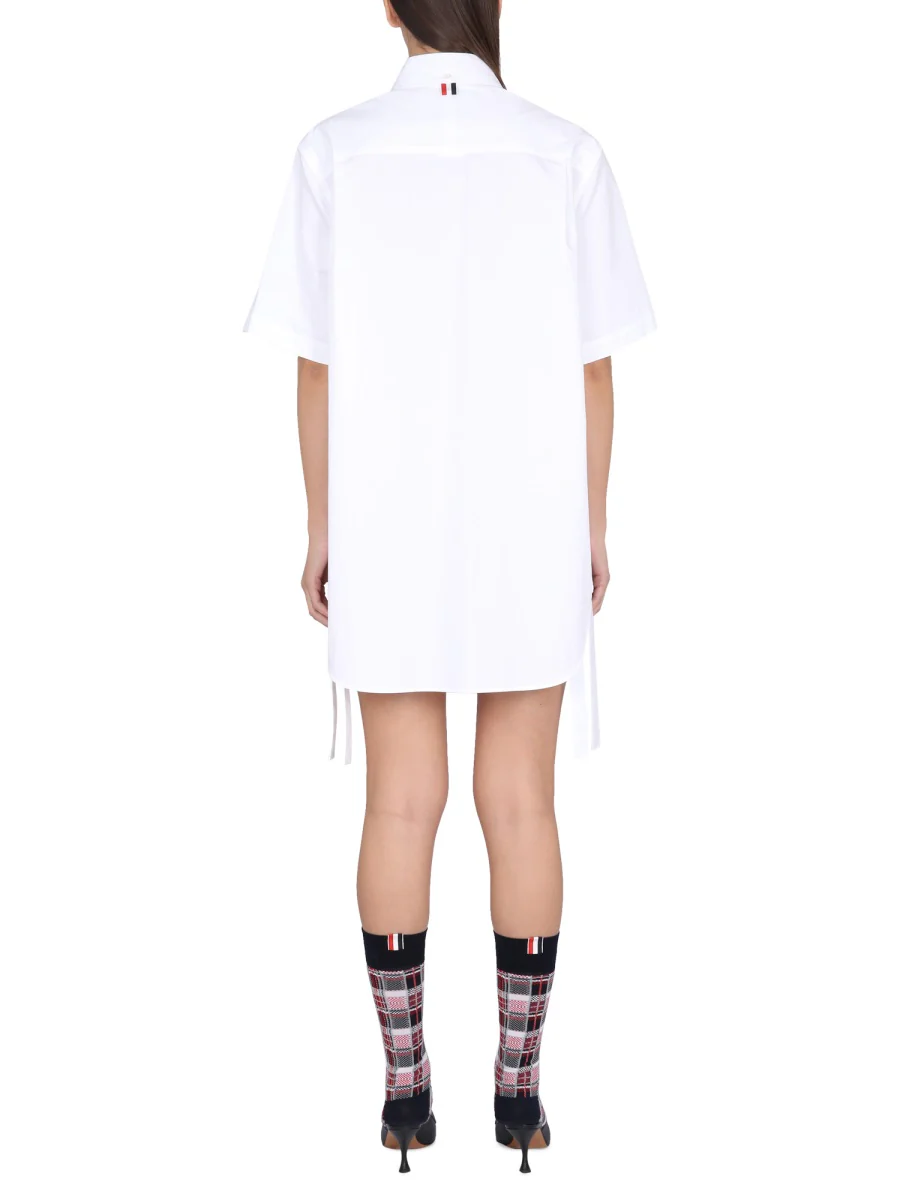 THOM BROWNE Heavy Poplin Gathered Shirt Minidress - Image 3