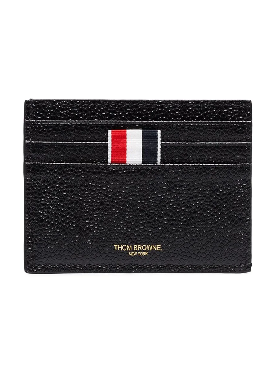Thom Browne Iconic Card Holder with Striped Grosgrain Tab - Image 4