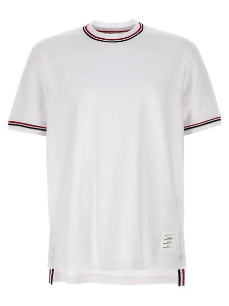 THOM BROWNE Logo-patch Crew Neck T-shirt