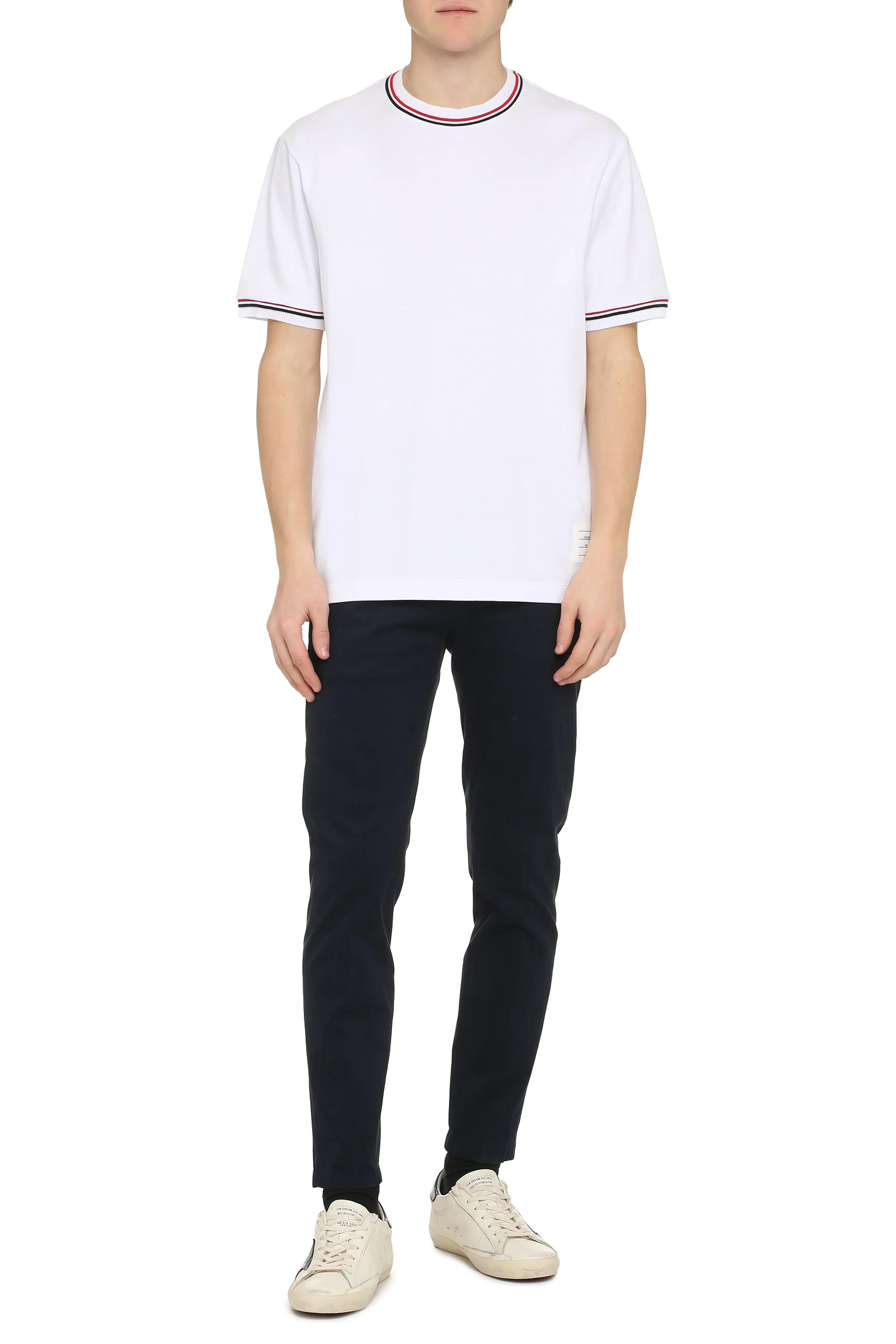THOM BROWNE Logo-patch Crew Neck T-shirt - Image 7