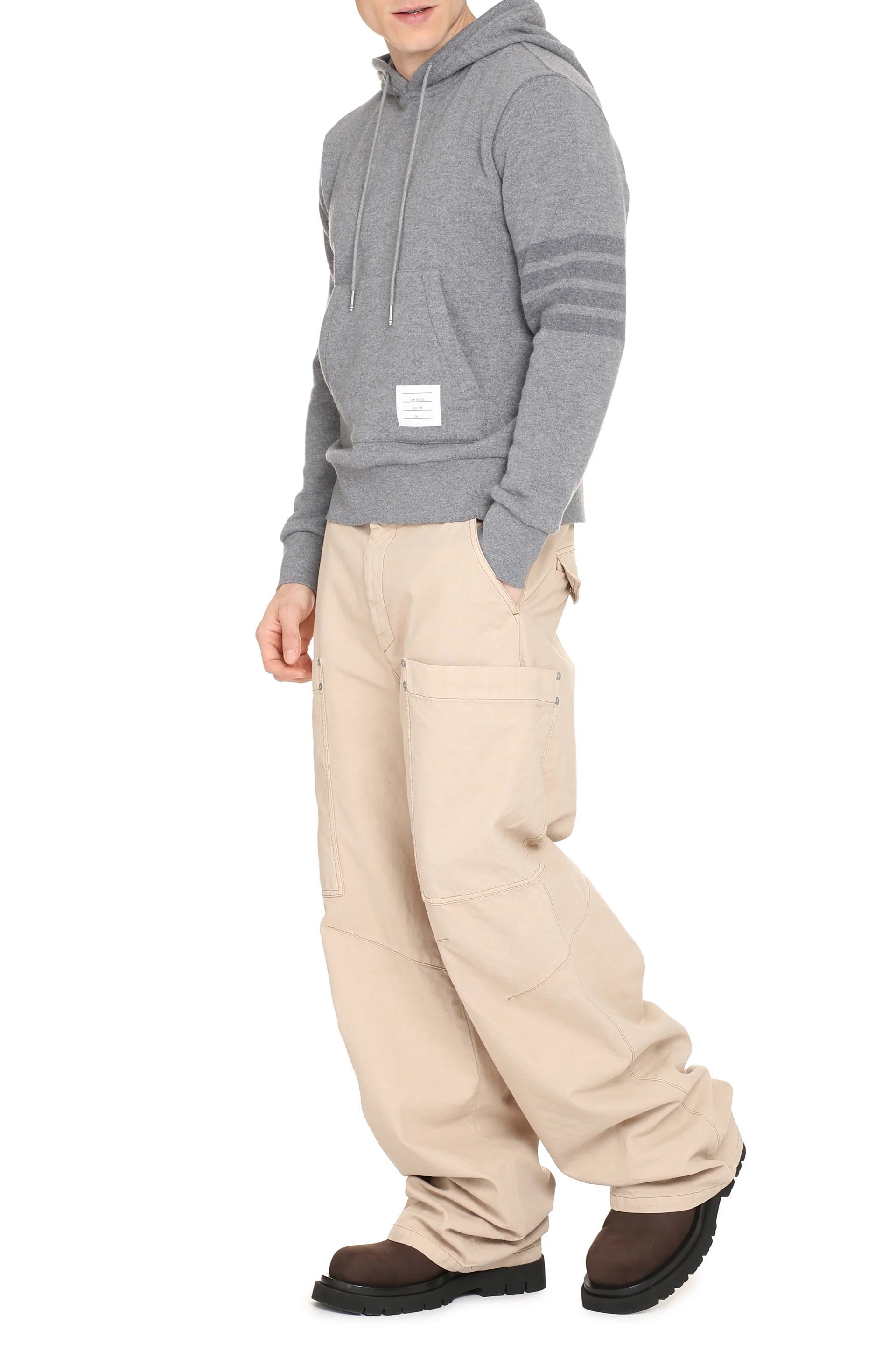 THOM BROWNE Wool Loopback 4 Bar Hoodie Pullover - Image 5