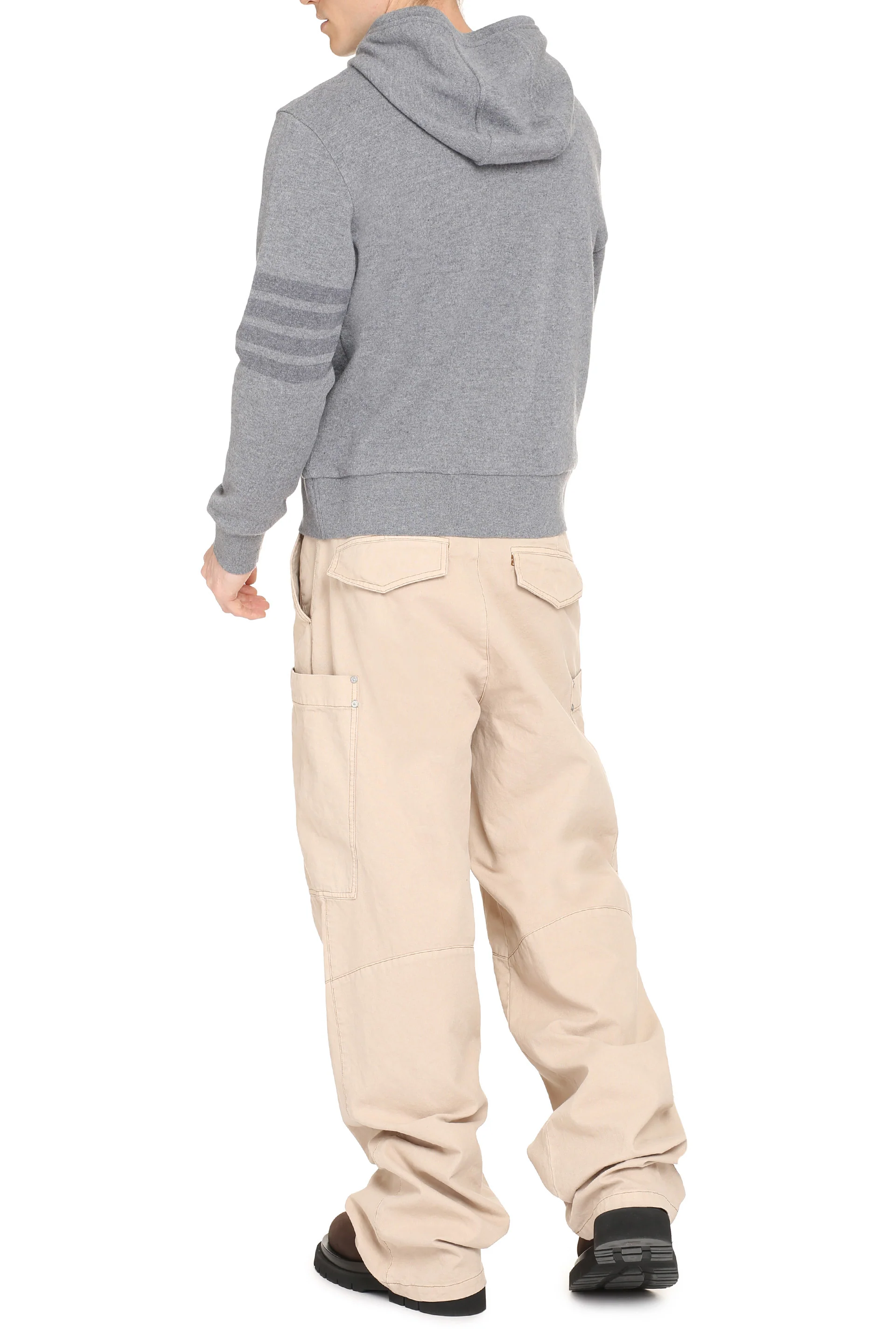 THOM BROWNE Wool Loopback 4 Bar Hoodie Pullover - Image 6