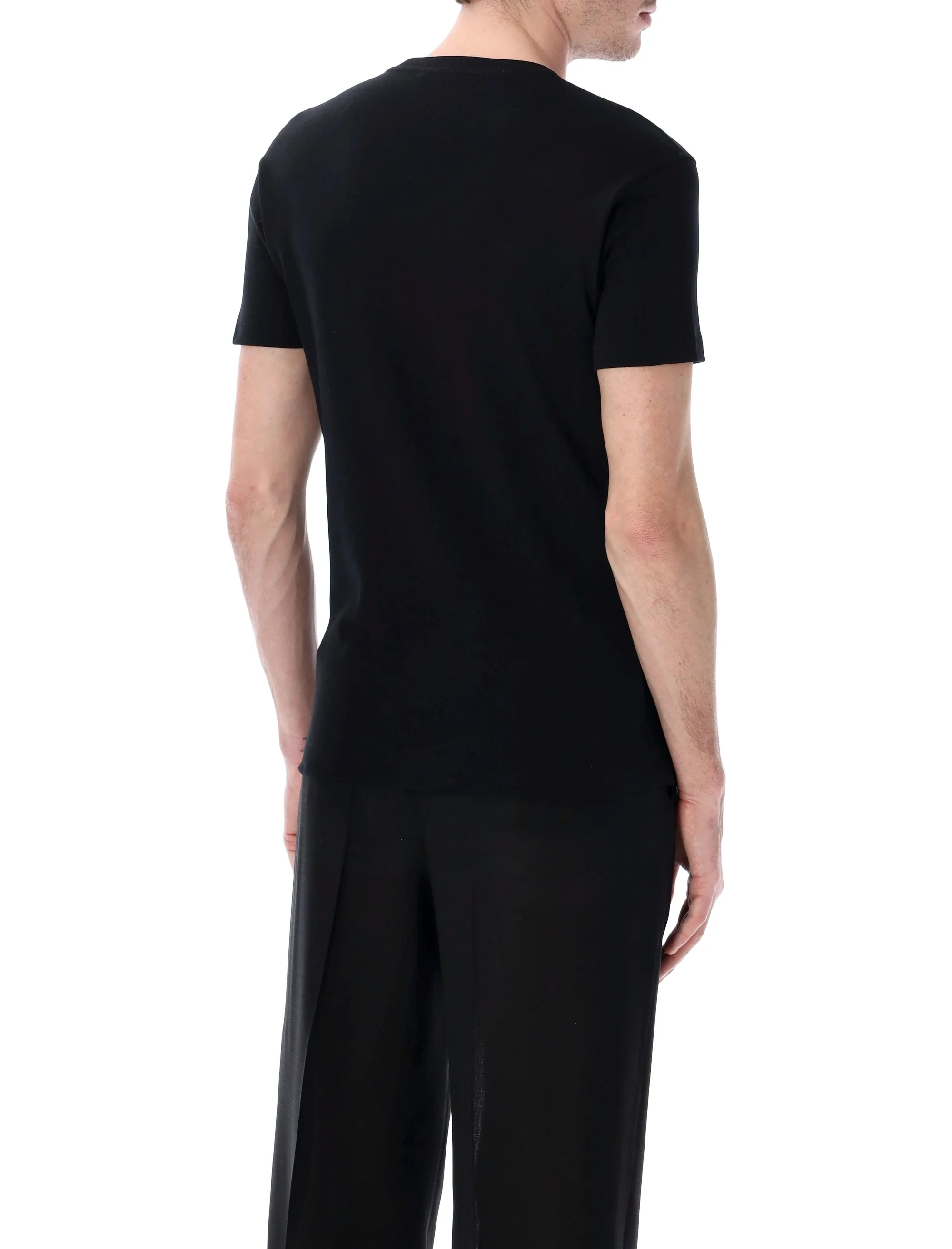 Tom Ford Crewneck T-shirt with Logo Embroidery on the Front and Perforated Design in Cotton Man - Image 2