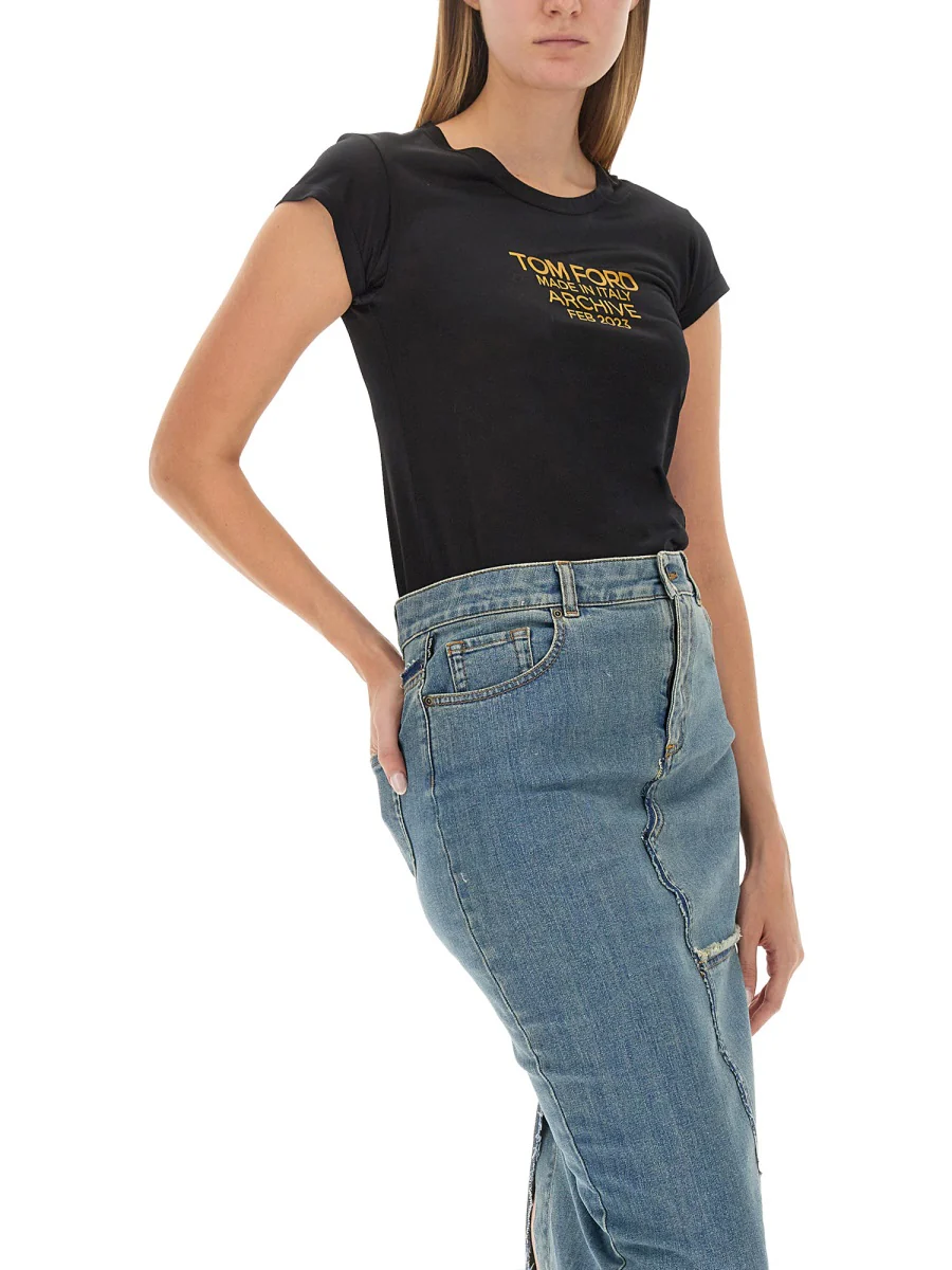 TOM FORD Logo-print Silk T-shirt - Image 4