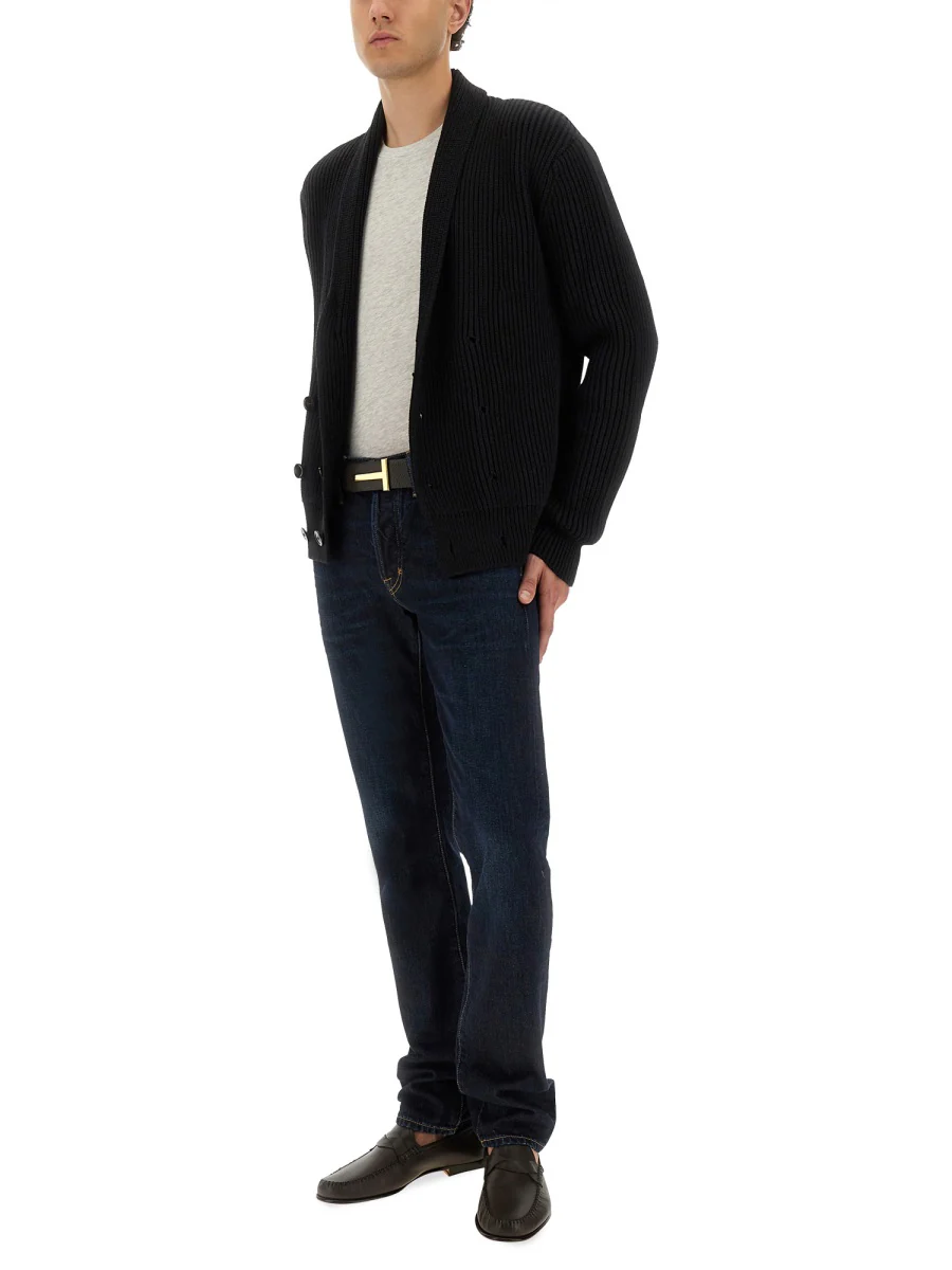 TOM FORD Ribbed-knit Double-breasted Cardigan - Image 4