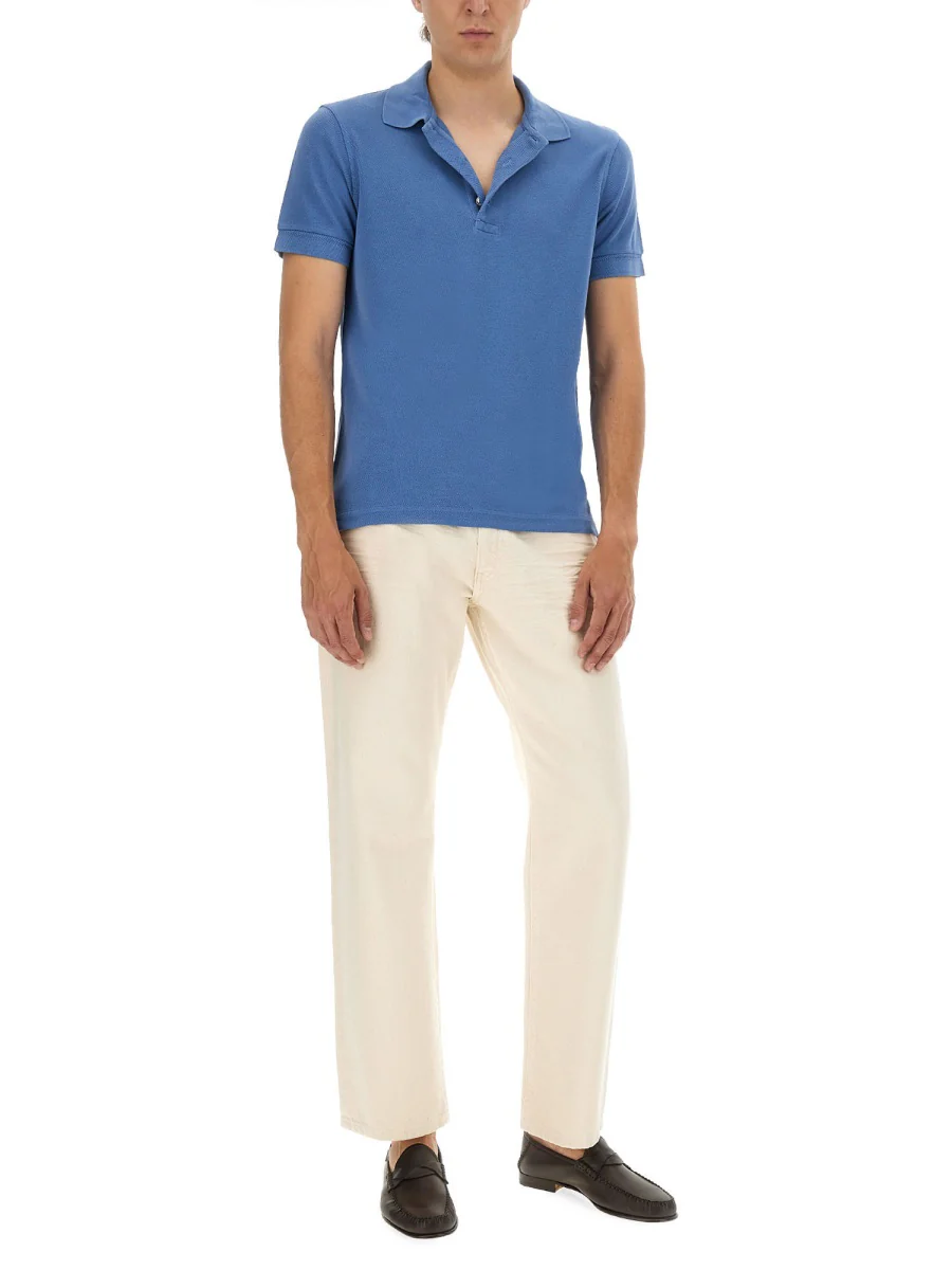 TOM FORD Slim-Fit Lyocell and Cotton-Blend Piqué Polo Shirt for Men - Image 6