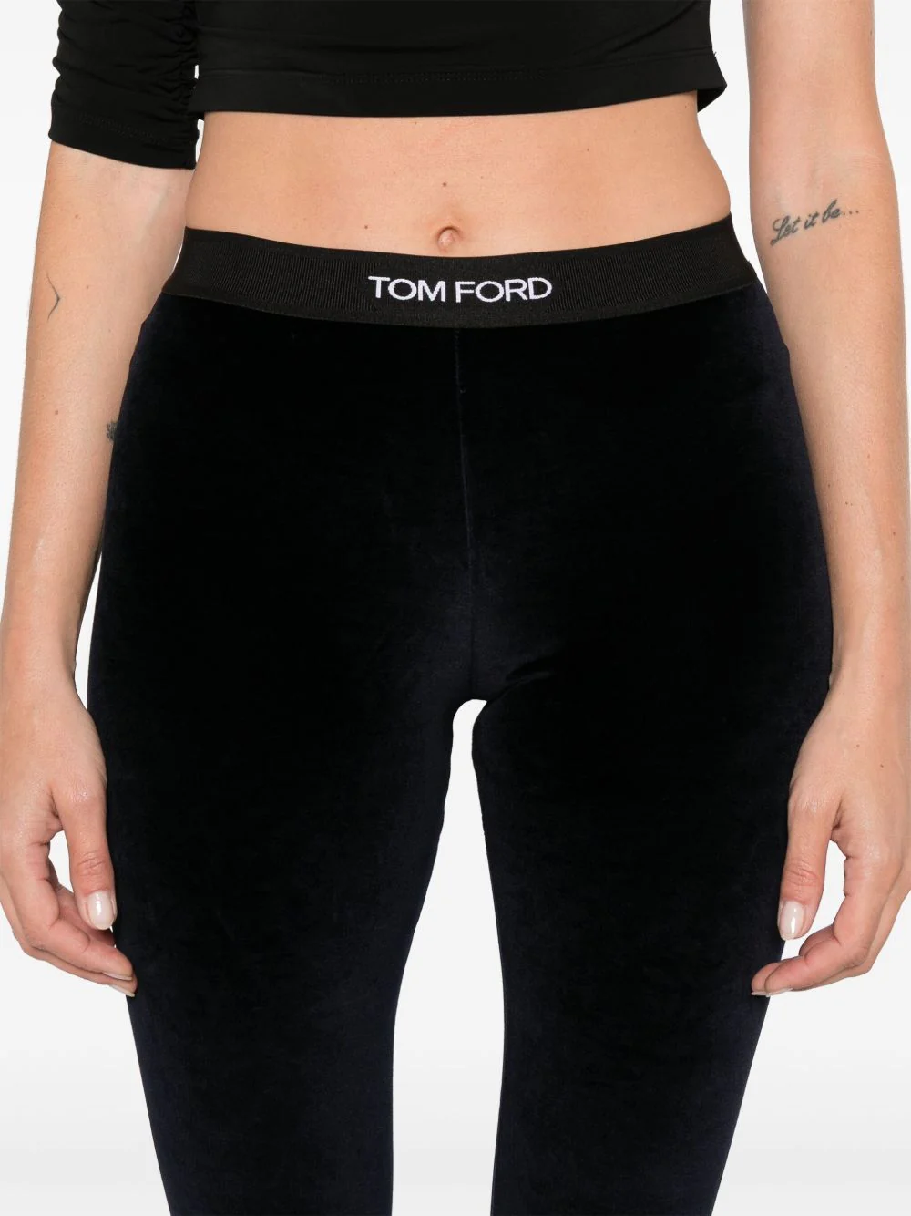 TOM FORD Stretch Lustrous Velour Signature Leggings - Image 2