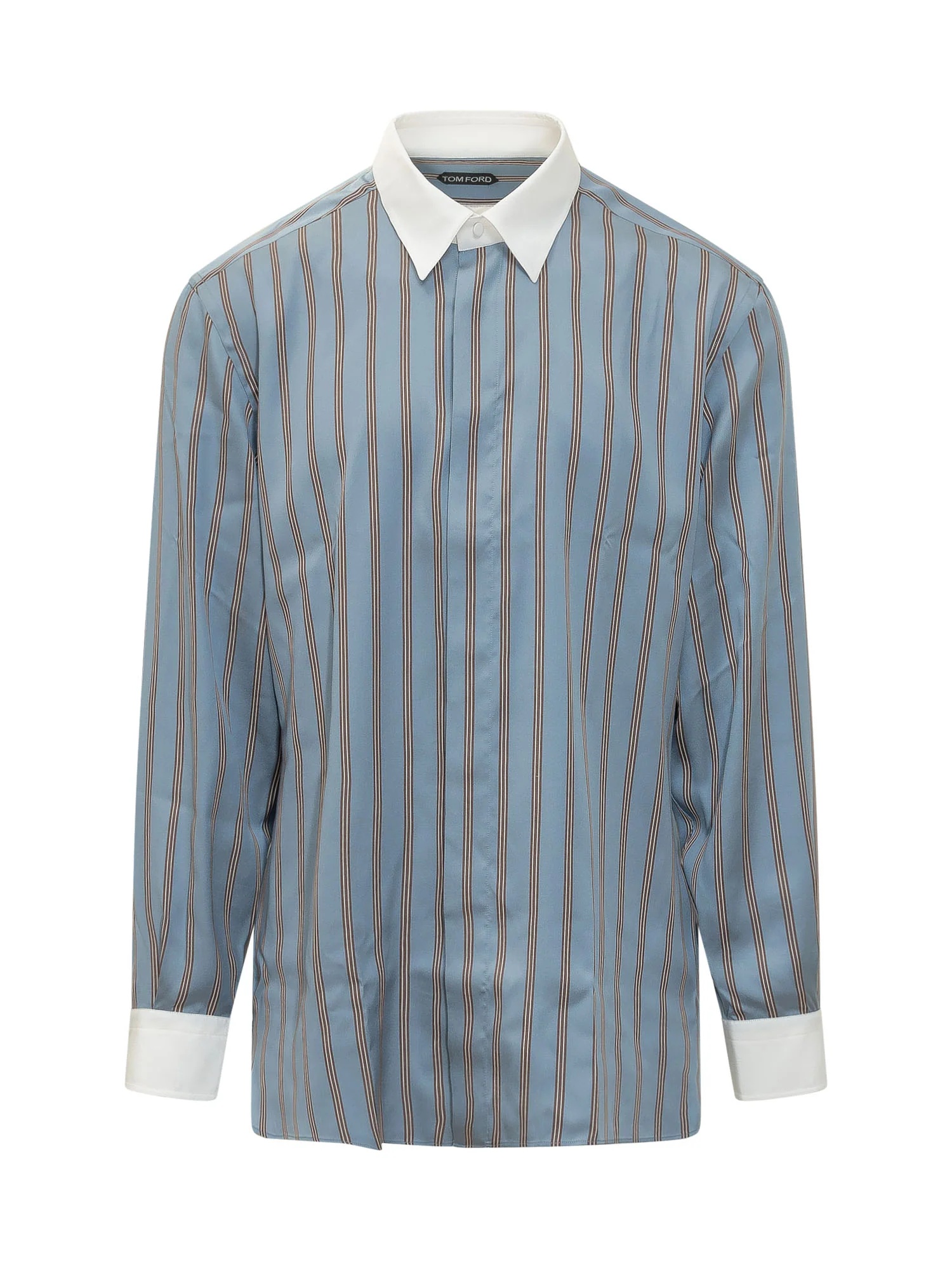 Tom Ford Stylish Striped Mini Shirt with Unique Collar