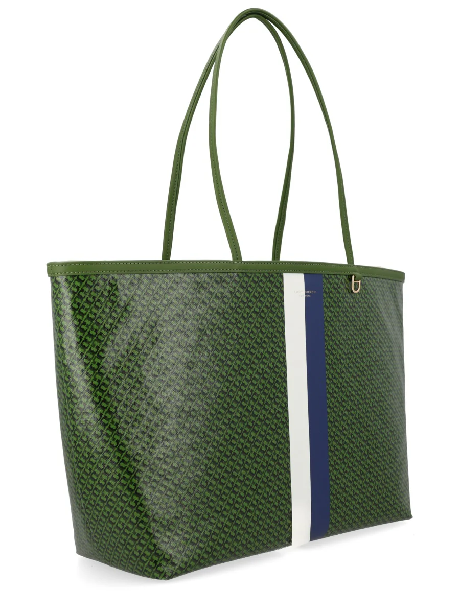 TORY BURCH Coated Canvas the Racer Tote Shoulder Bag with All-over Logo - Image 3