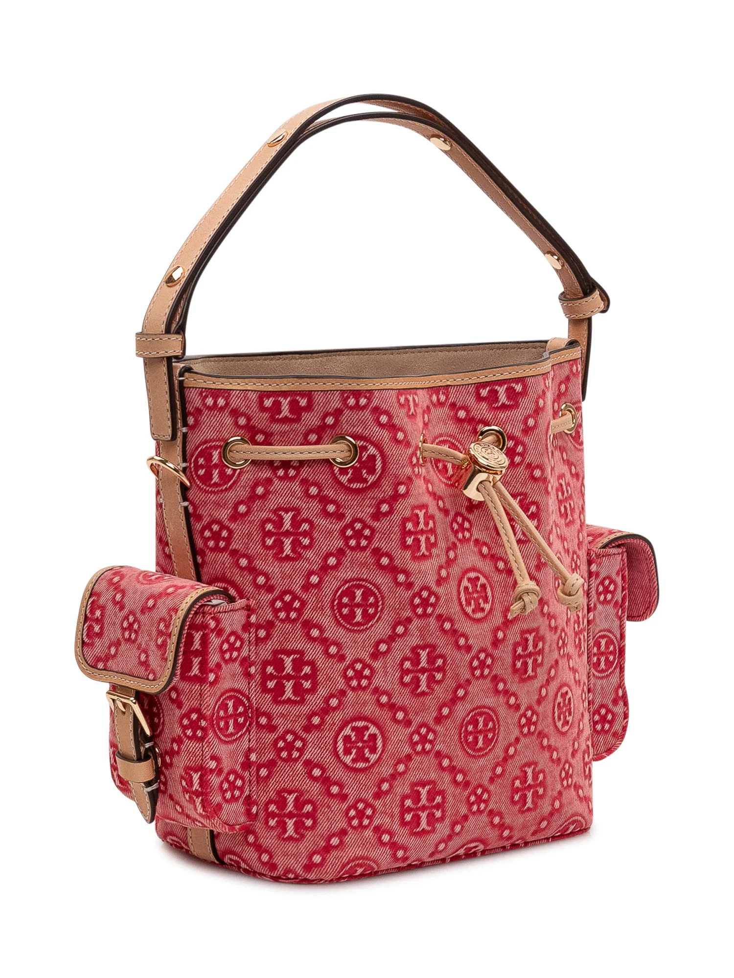 Tory Burch Mini Monogram Drawstring Bag with Pocket - Image 3