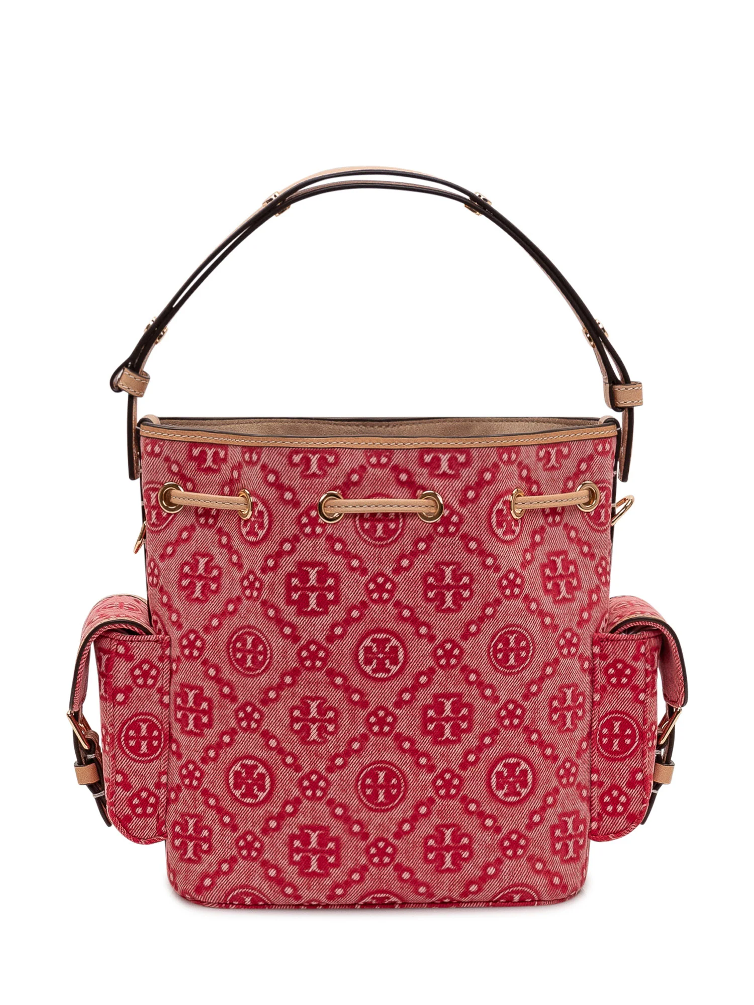 Tory Burch Mini Monogram Drawstring Bag with Pocket - Image 4