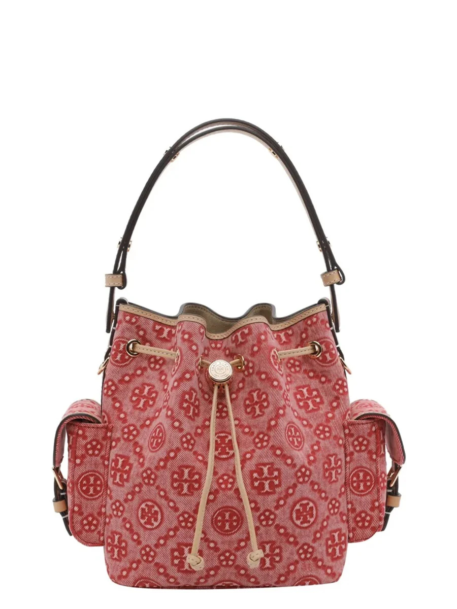 TORY BURCH T Monogram Denim Bucket Bag