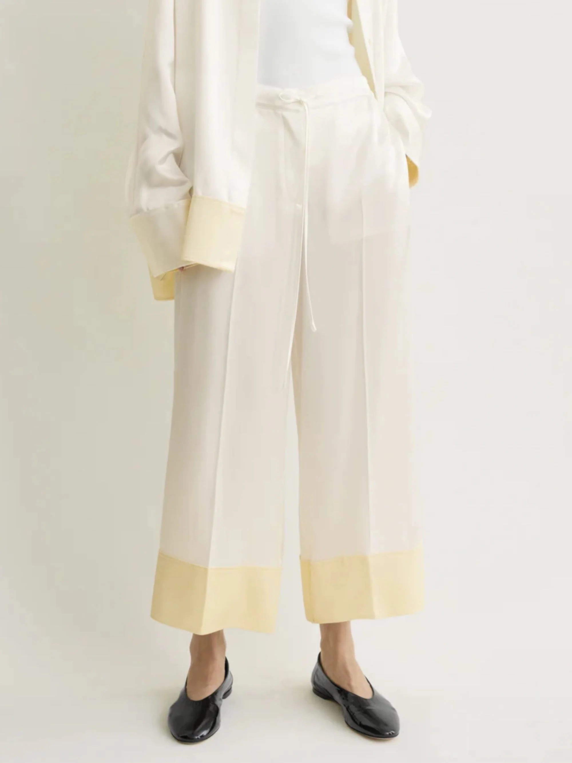 TOTEME Drawstring Wide-leg Satin Pants - Image 2
