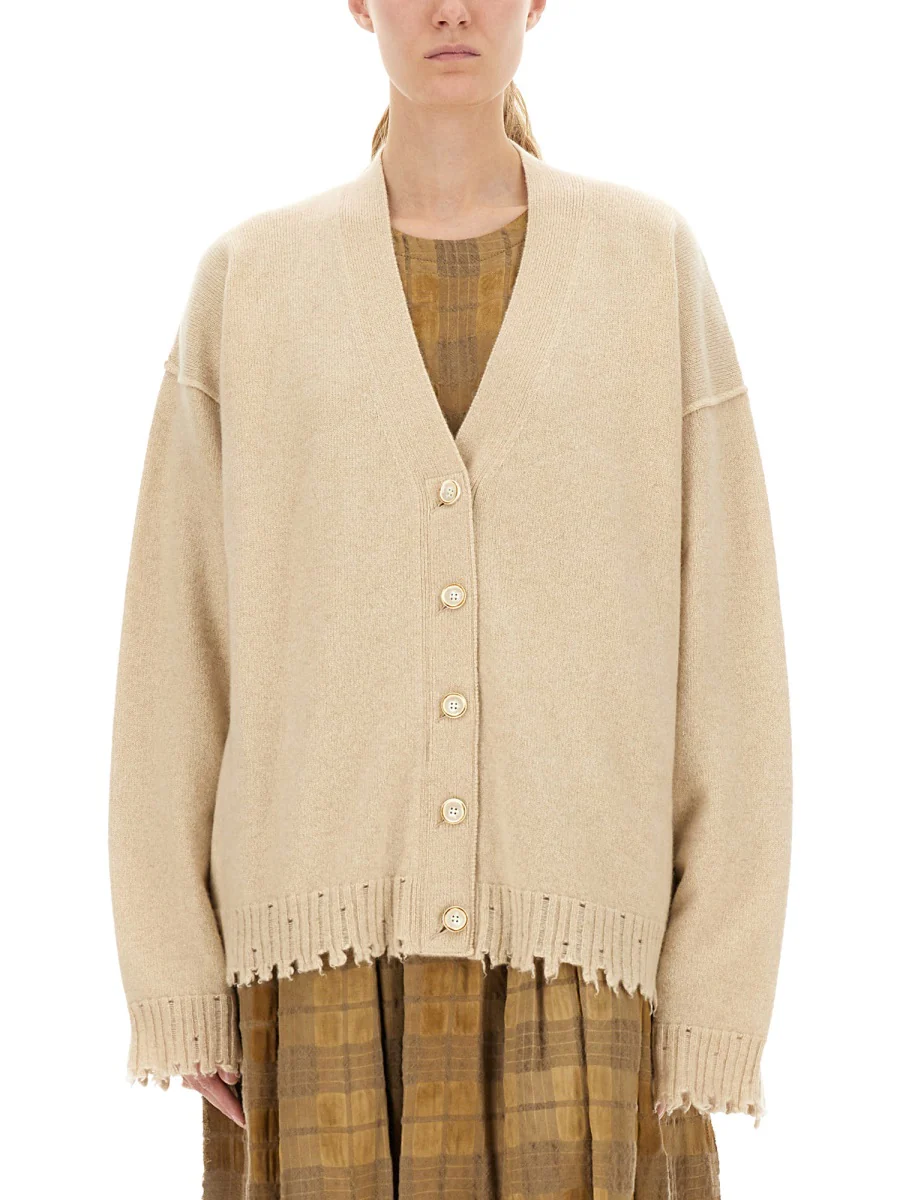 UMA WANG Frayed-edge Ribbed Cardigan - Image 5