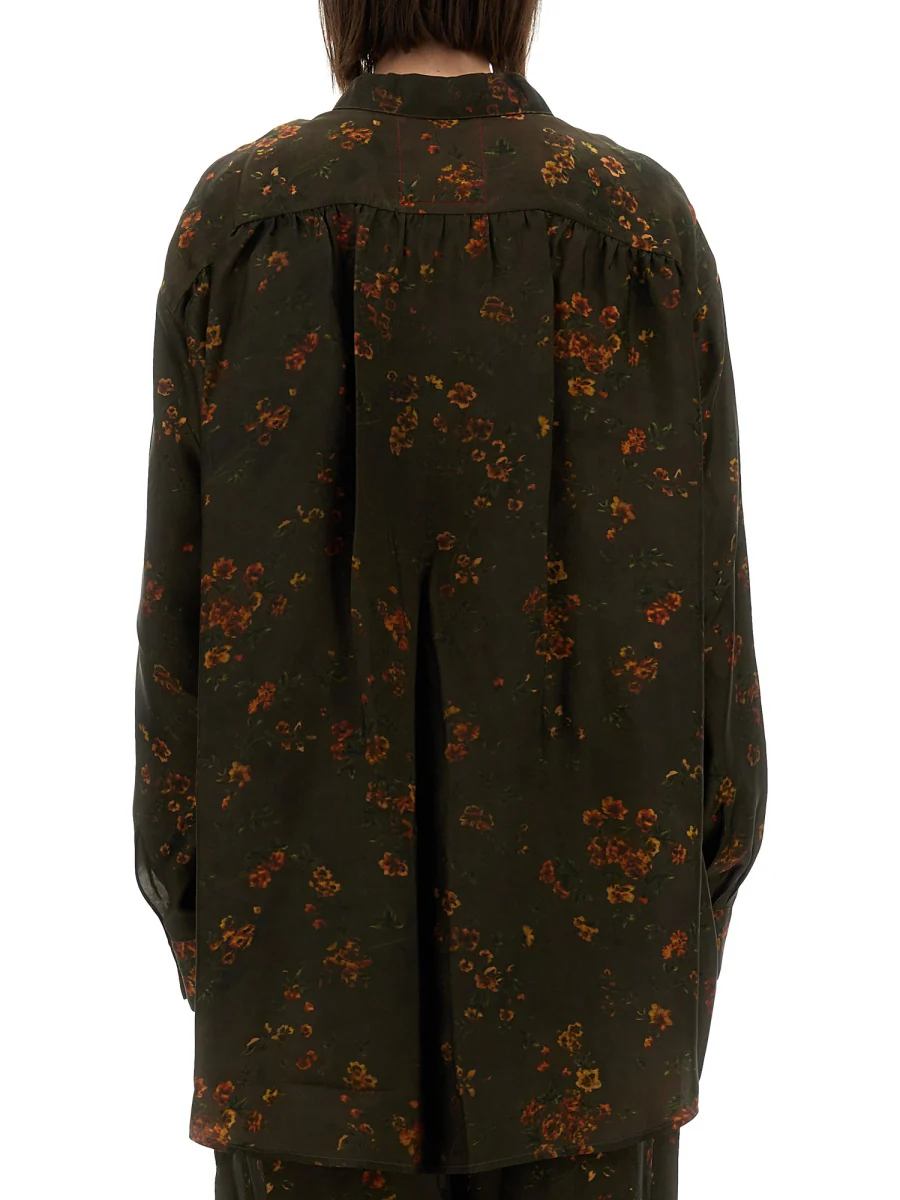 UMA WANG Pomegranate-print Asymmetrical-buttoned Top - Image 7