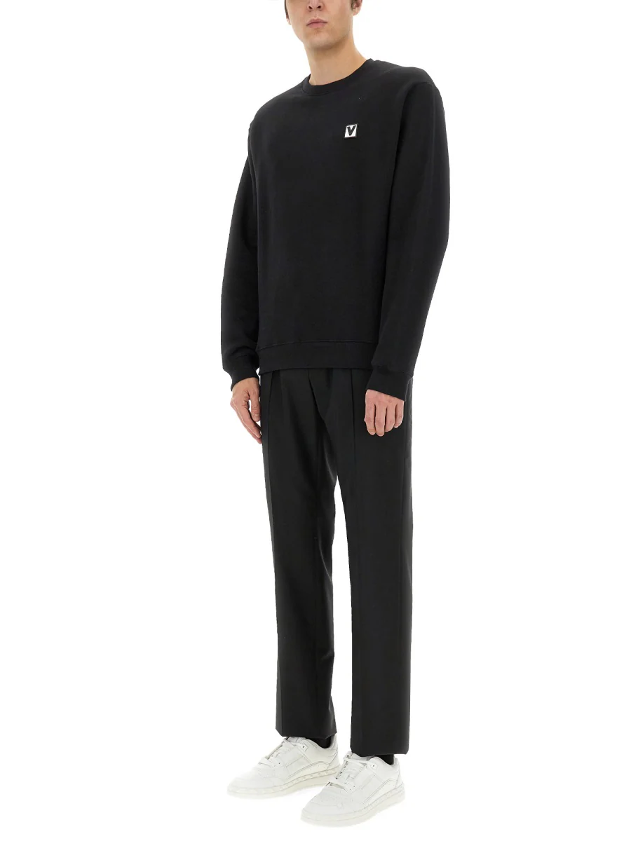 VALENTINO Cotton Crewneck Sweatshirt with Chez Valentino Patch - Image 2