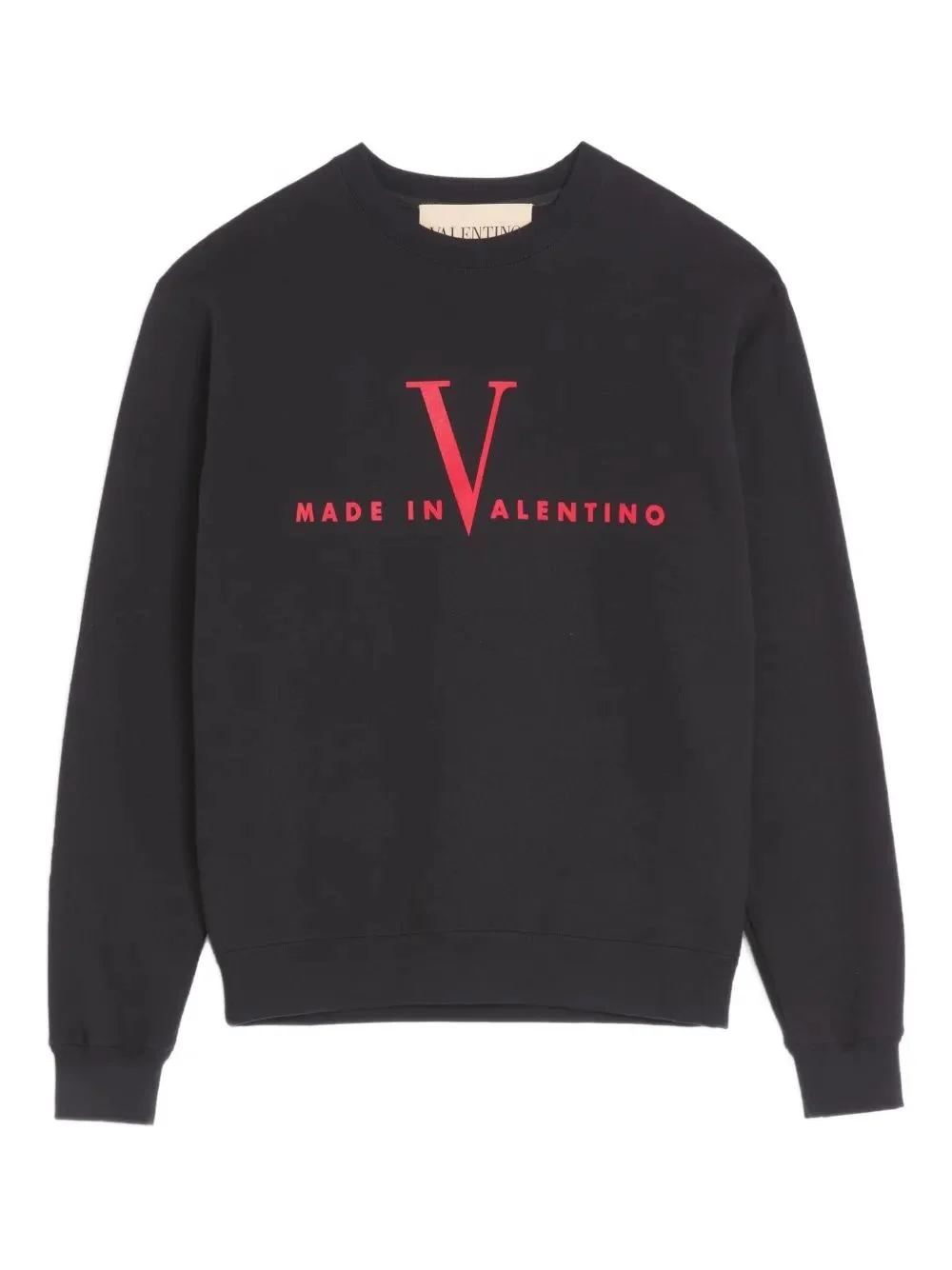 VALENTINO Cotton Crewneck Sweatshirt with Made in Valentino Print