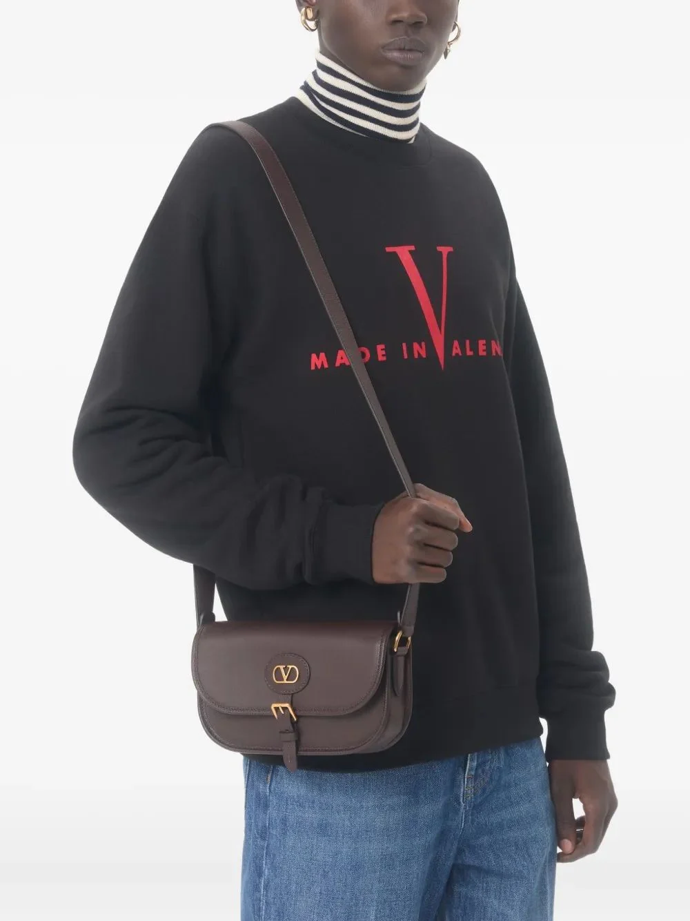 VALENTINO Cotton Crewneck Sweatshirt with Made in Valentino Print - Image 4