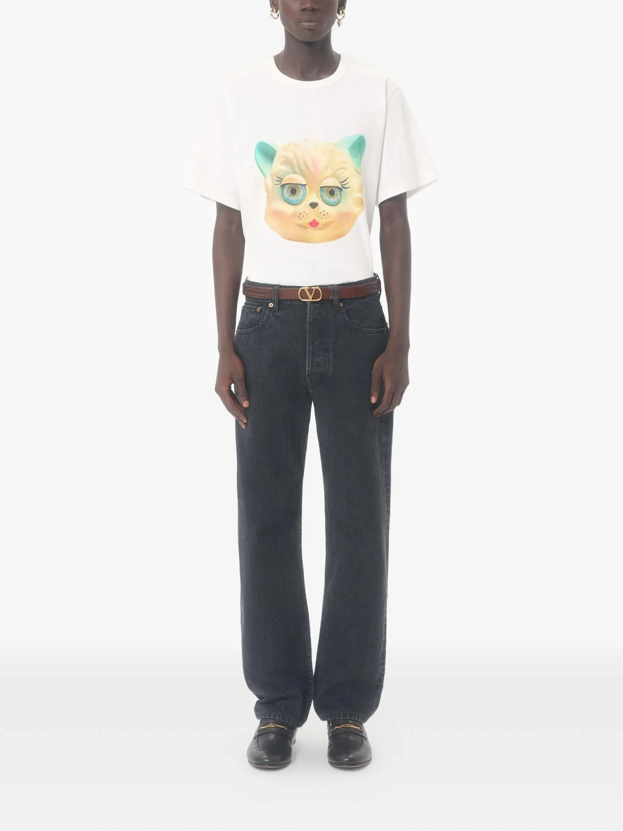 Valentino Cotton T-shirt with le Chat de la Maison Print - Image 2