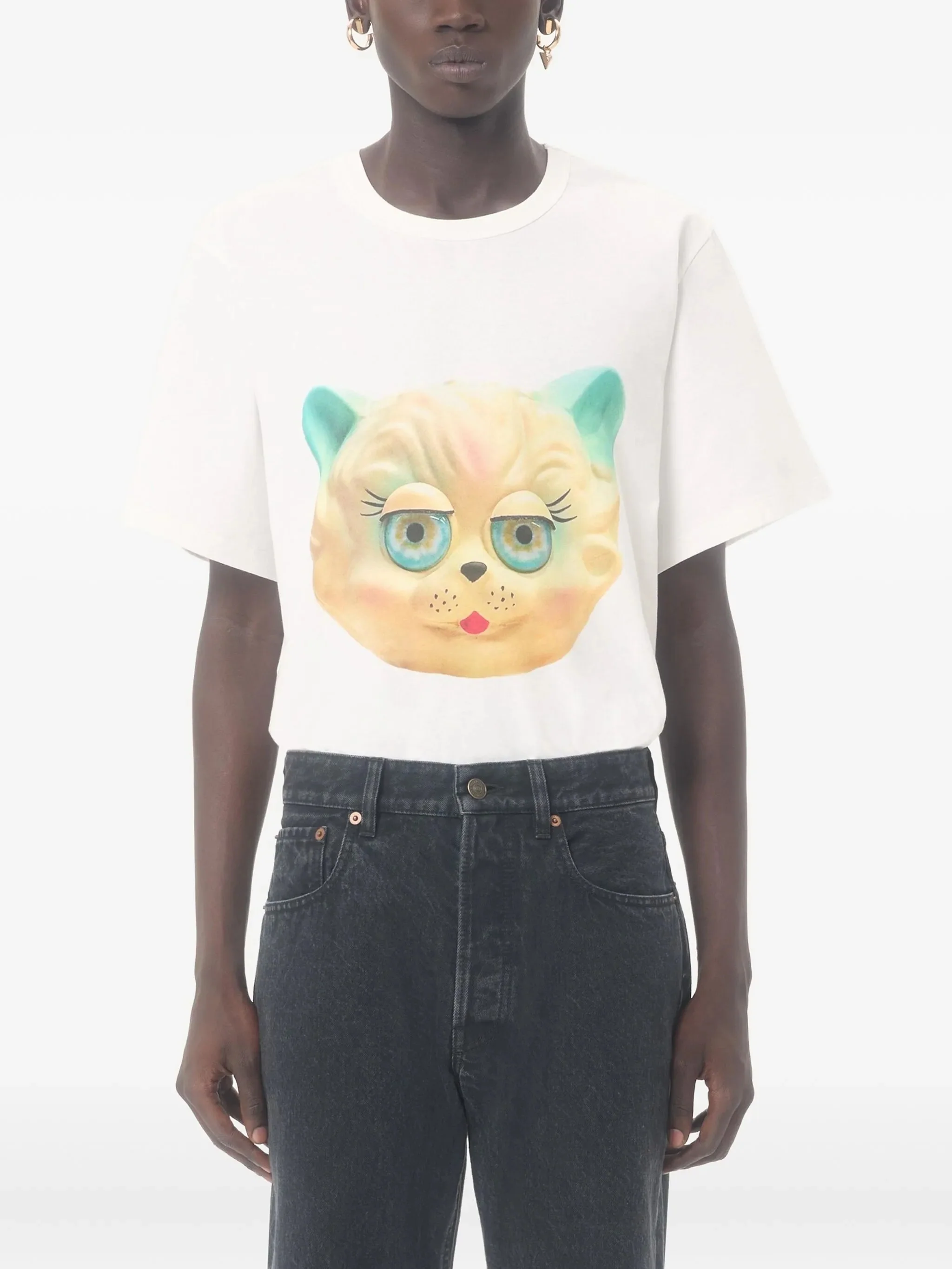 Valentino Cotton T-shirt with le Chat de la Maison Print - Image 3