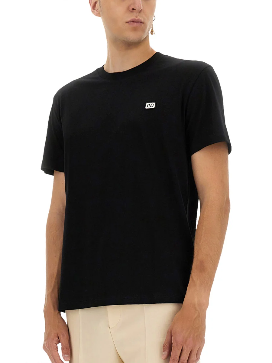 VALENTINO Cotton T-shirt with Vlogo Signature Patch for Man - Image 4