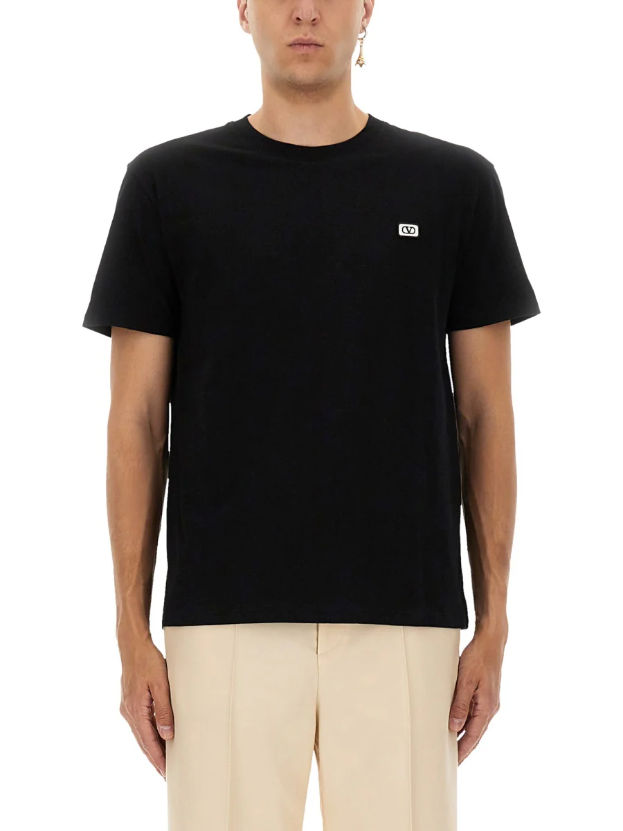VALENTINO Cotton T-shirt with Vlogo Signature Patch for Man - Image 5