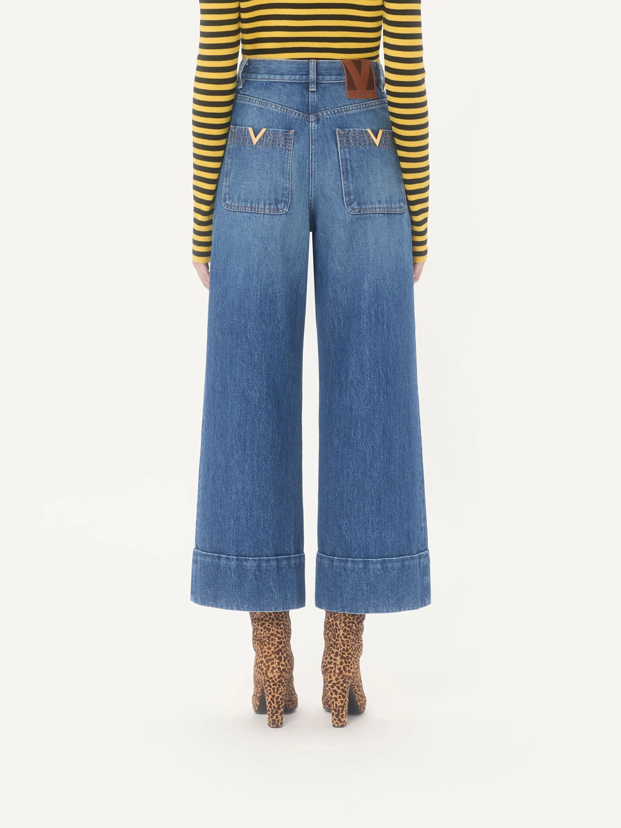 Valentino Cuffed Ankle Jeans with Front Button and Zip Closure - Image 3